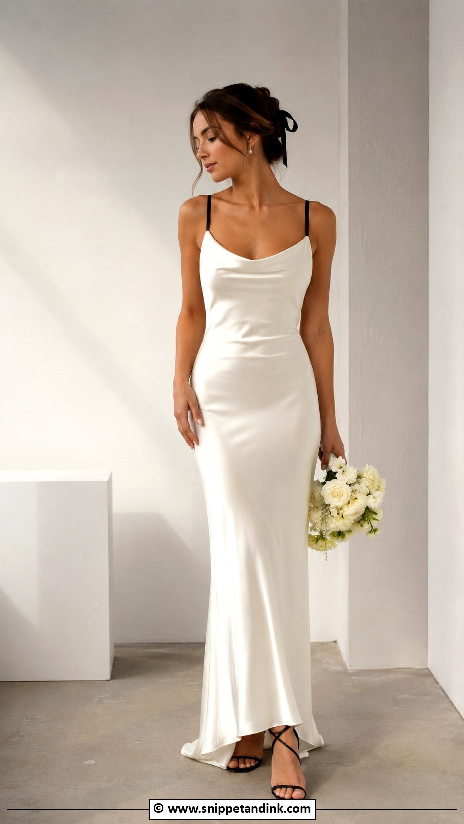 Wedding Dress With Black Strap Detail - Snippet and Ink - 25 Wedding Dress with Black Accents Ideas