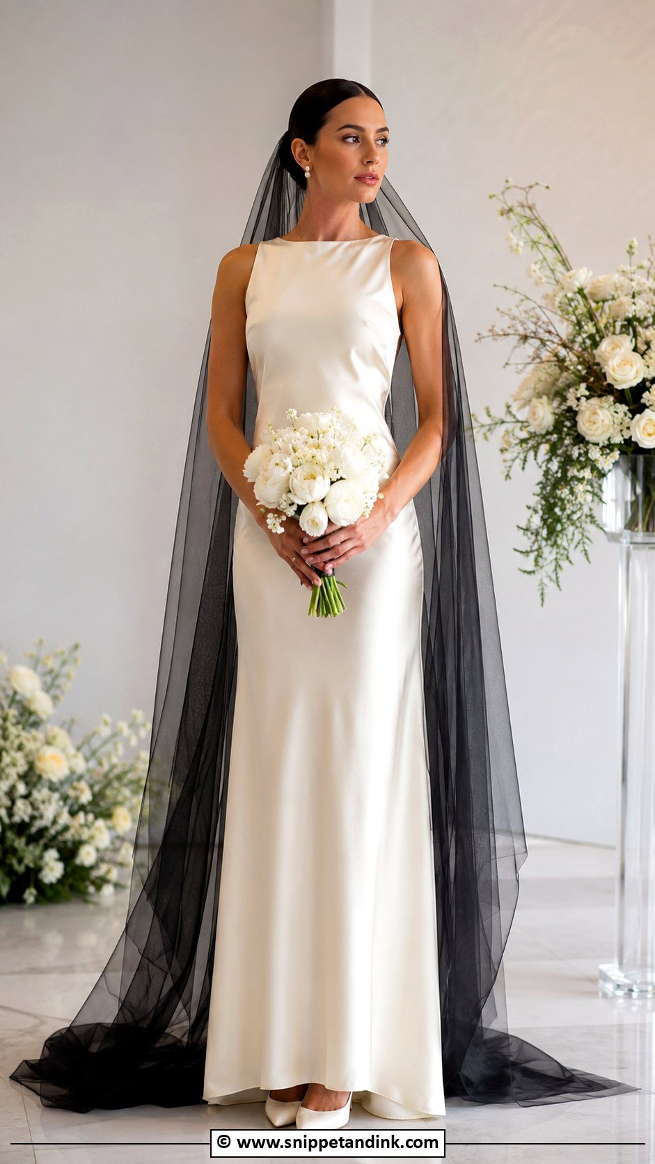Wedding Dress With Black Veil - Snippet and Ink - 25 Wedding Dress with Black Accents Ideas