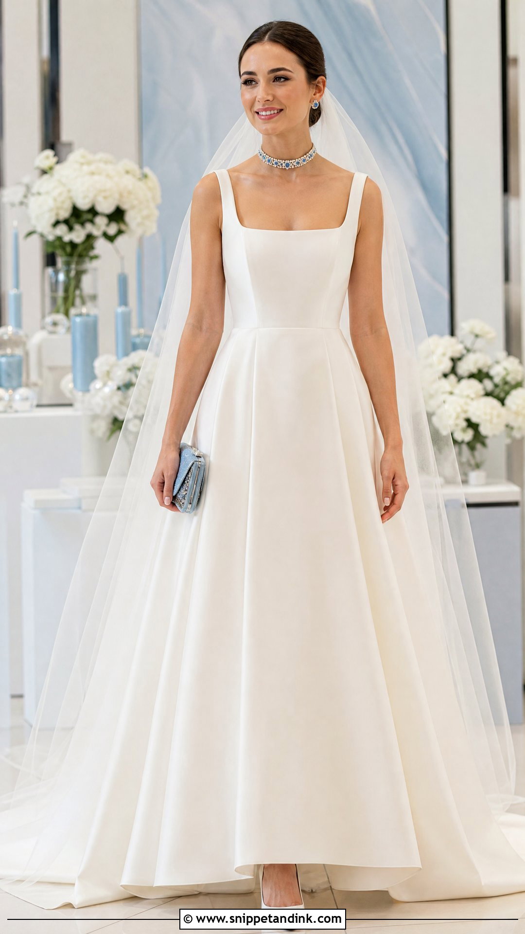 Wedding Dress With Blue Gemstone Choker - Snippet and Ink - 20 Wedding Dress with Choker Ideas
