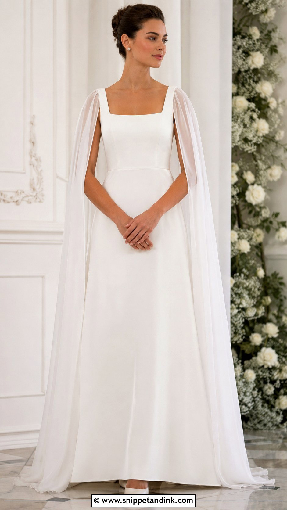 Wedding Dress With Bridal Cape - Snippet and Ink - 20 Comfortable Wedding Dress Ideas