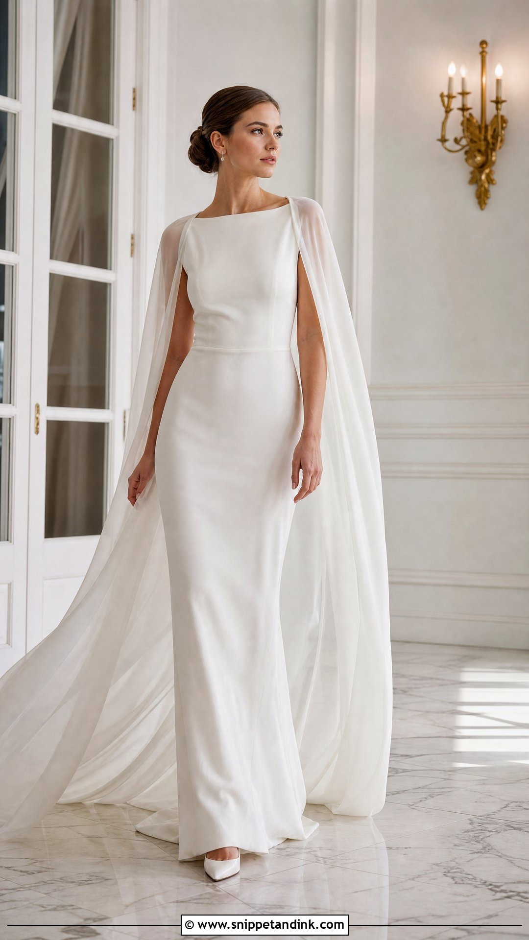 Wedding Dress With Bridal Cape - Snippet and Ink - 20 Trying on Wedding Dresses