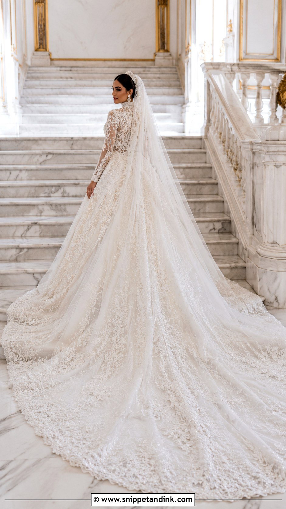 Wedding Dress With Cathedral Train - Snippet and Ink - 20 Middle Eastern Wedding Dress Ideas