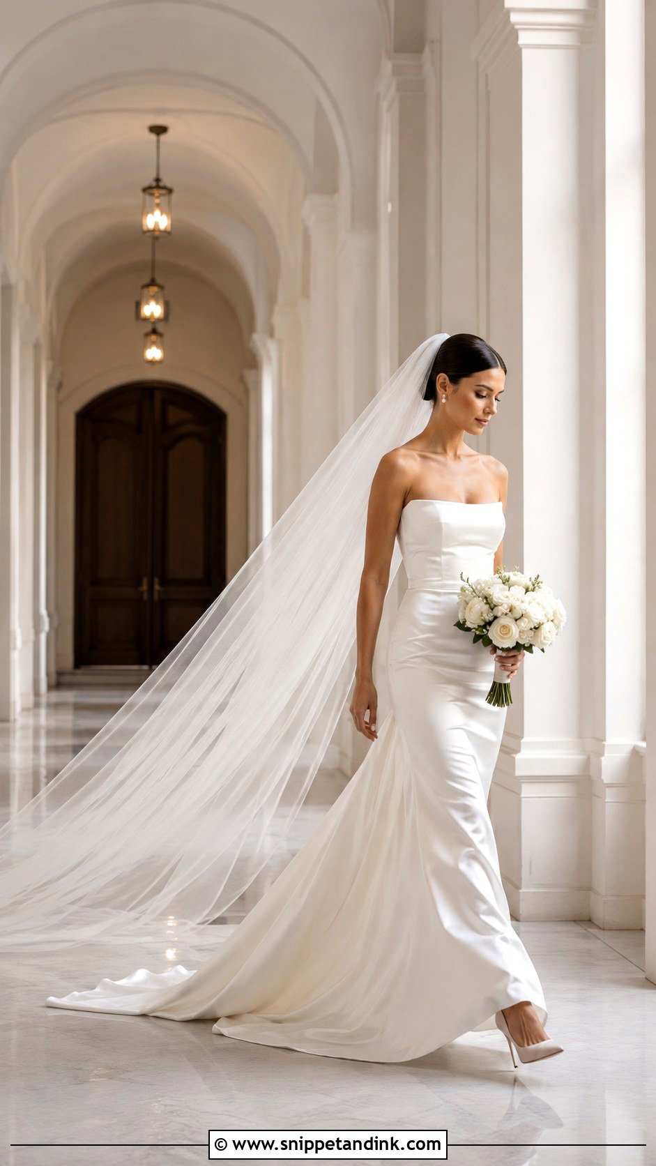Wedding Dress With Cathedral Veil - Snippet and Ink - 25 Hayley Bieber Wedding Dress Ideas