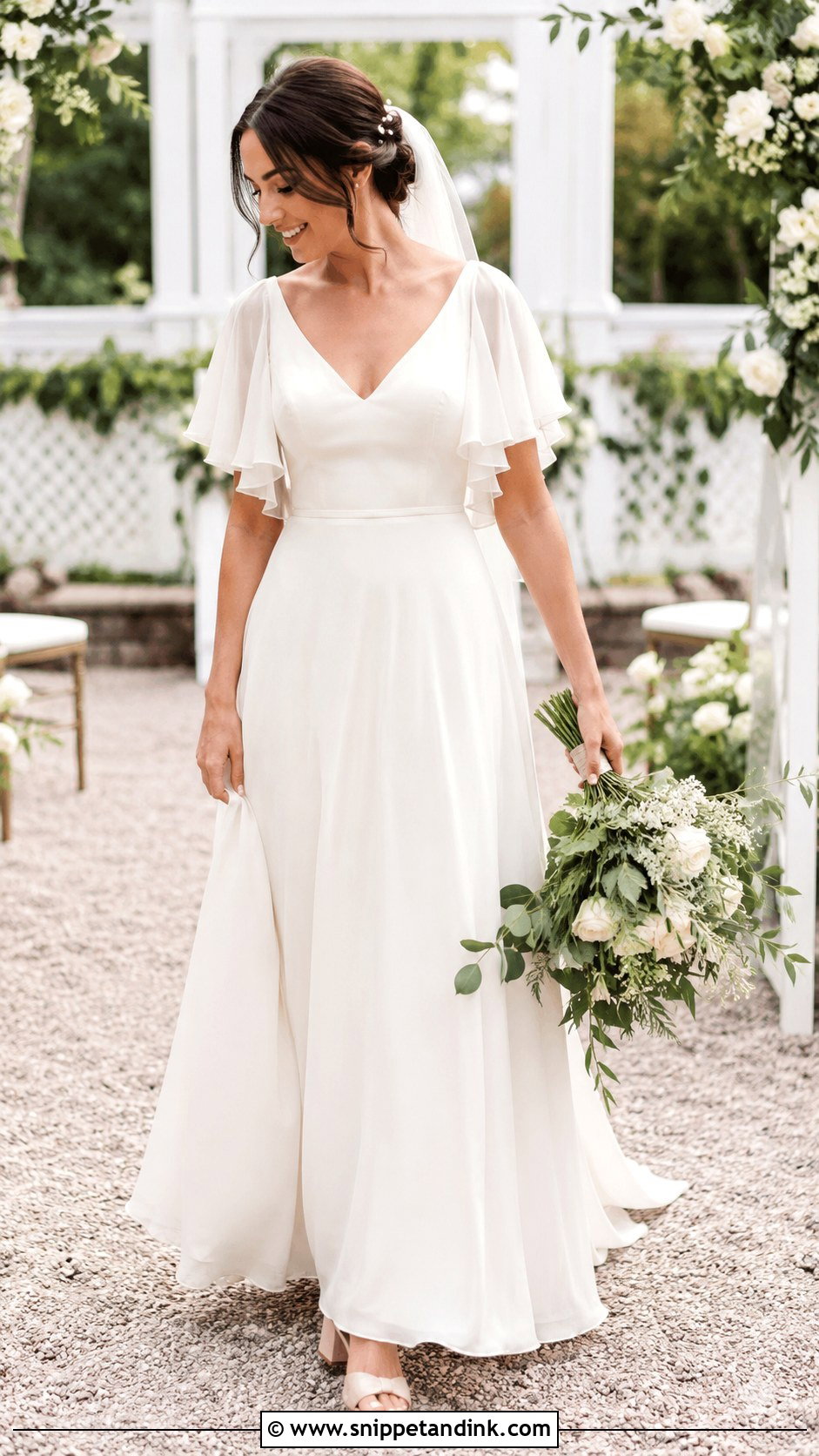 Wedding Dress With Chiffon Flutter Sleeves - Snippet and Ink - 20 Add Sleeves to Wedding Dress
