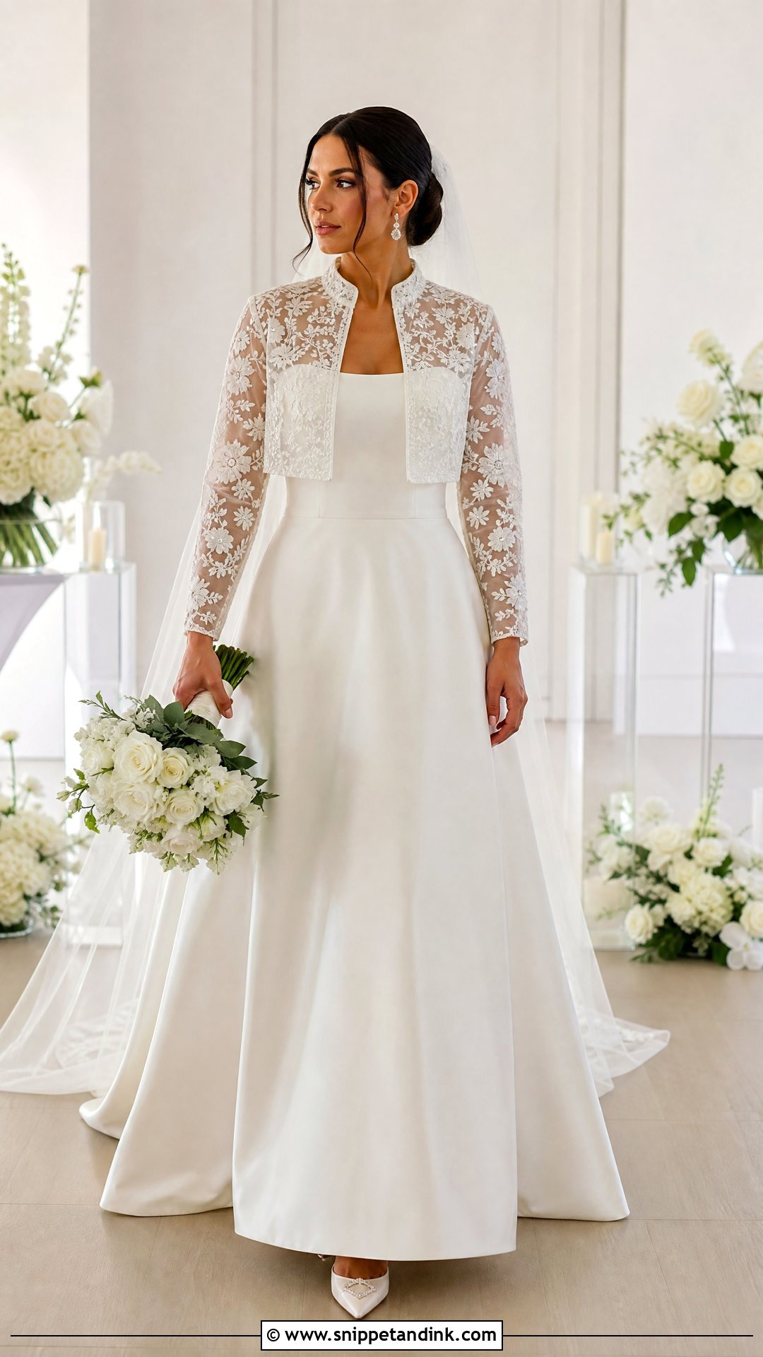 Wedding Dress With Detachable Bridal Jacket - Snippet and Ink - 20 Two in One Convertible Wedding Dress Ideas