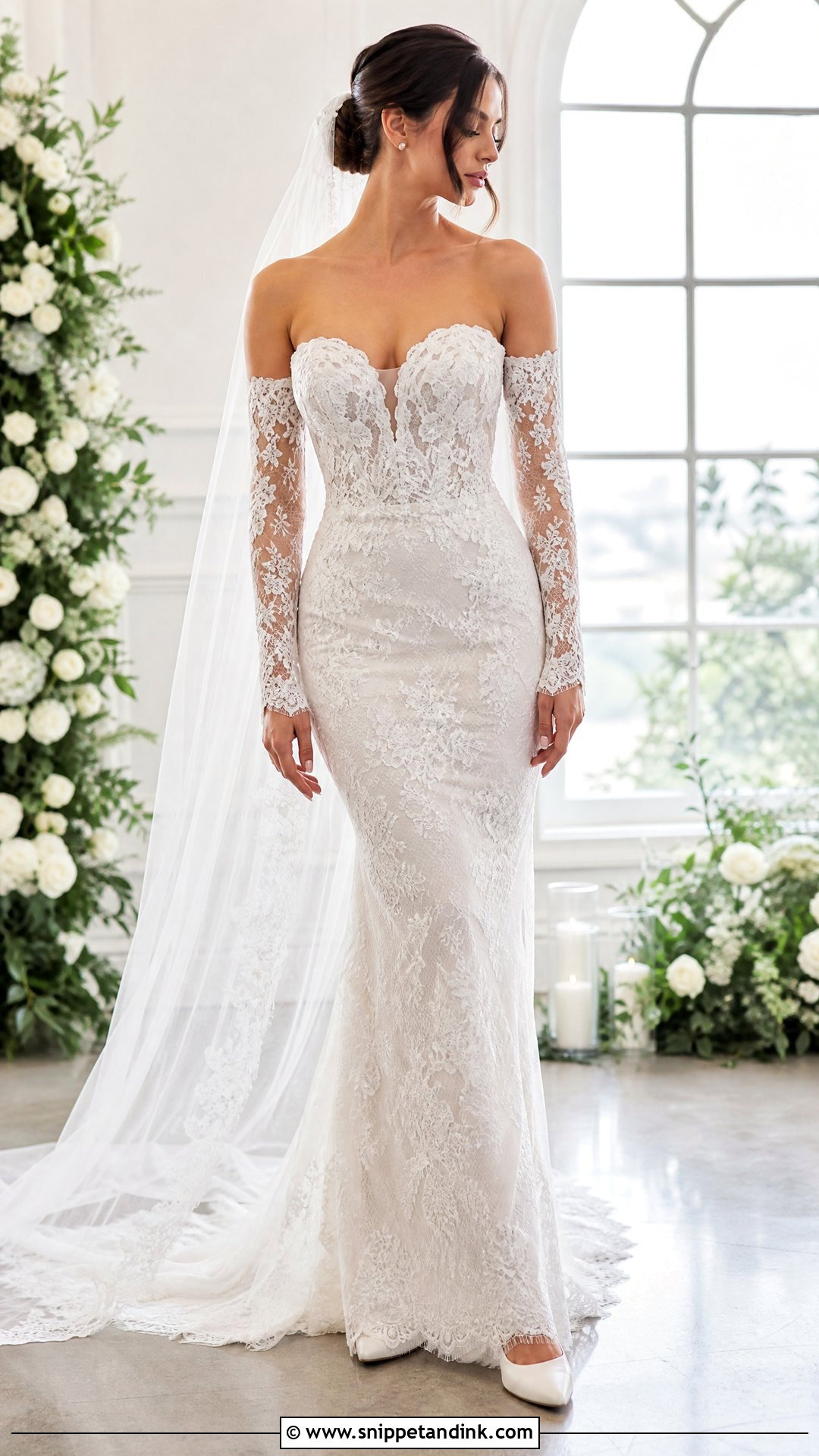 Wedding Dress With Detachable Lace Sleeves - Snippet and Ink - 20 Wedding Dress Transformation Ideas