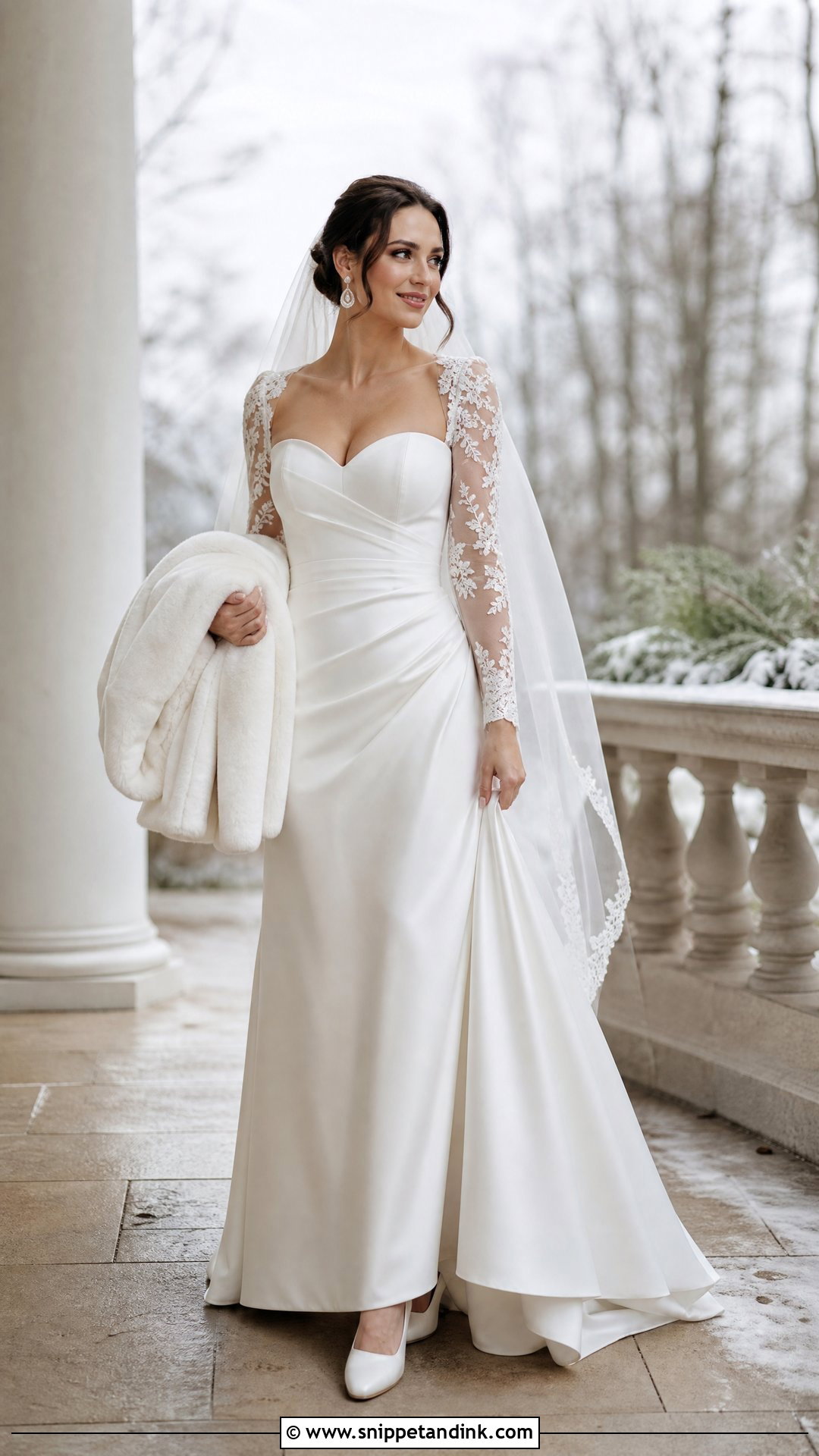 Wedding Dress With Detachable Lace Sleeves - Snippet and Ink - 20 Warm Wedding Dress Ideas