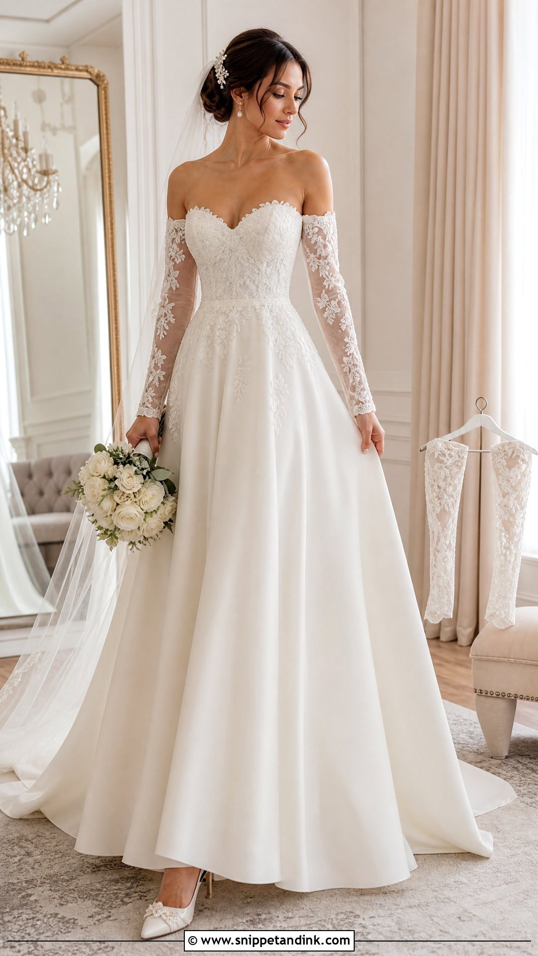 Wedding Dress With Detachable Off Shoulder Sleeves - Snippet and Ink - 20 Wedding Dress with Sleeves Off Shoulder