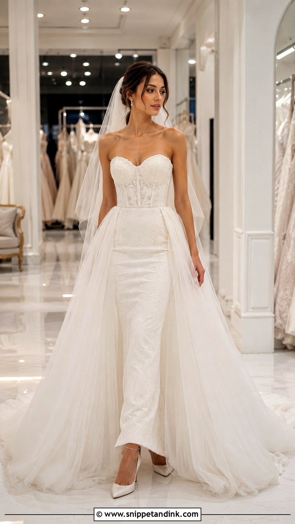 Wedding Dress With Detachable Overskirt - Snippet and Ink - 25 Hourglass Wedding Dress Ideas
