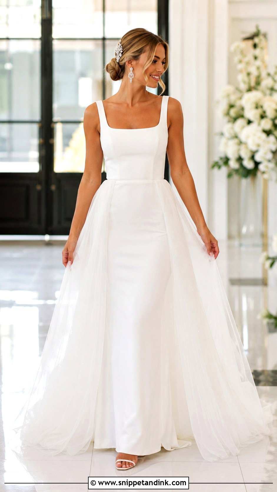 Wedding Dress With Detachable Overskirt - Snippet and Ink - 20 Comfortable Wedding Dress Ideas