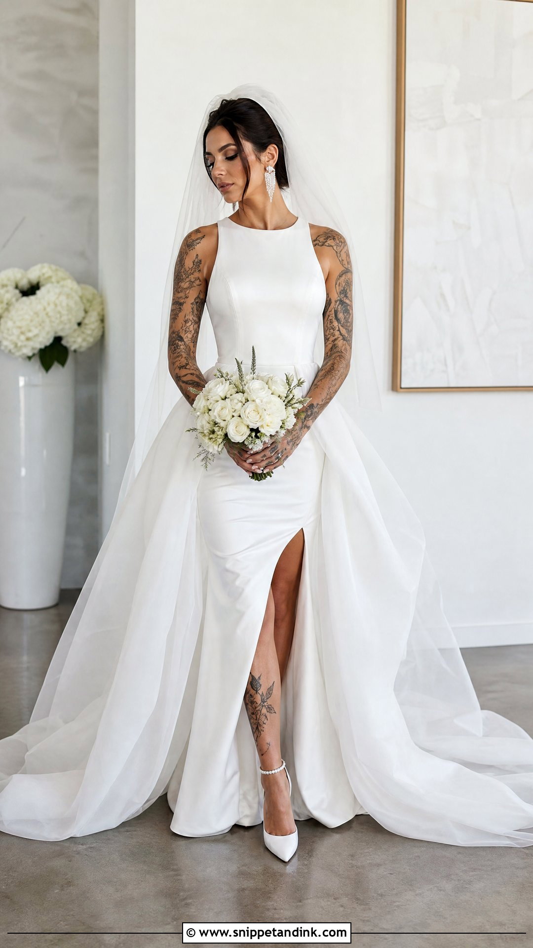 Wedding Dress With Detachable Overskirt - Snippet and Ink - 20 Tattooed Bride Wedding Dress Ideas