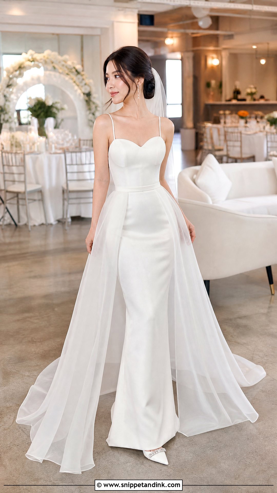Wedding Dress With Detachable Overskirt - Snippet and Ink - 20 Petite Bride Wedding Dress Ideas
