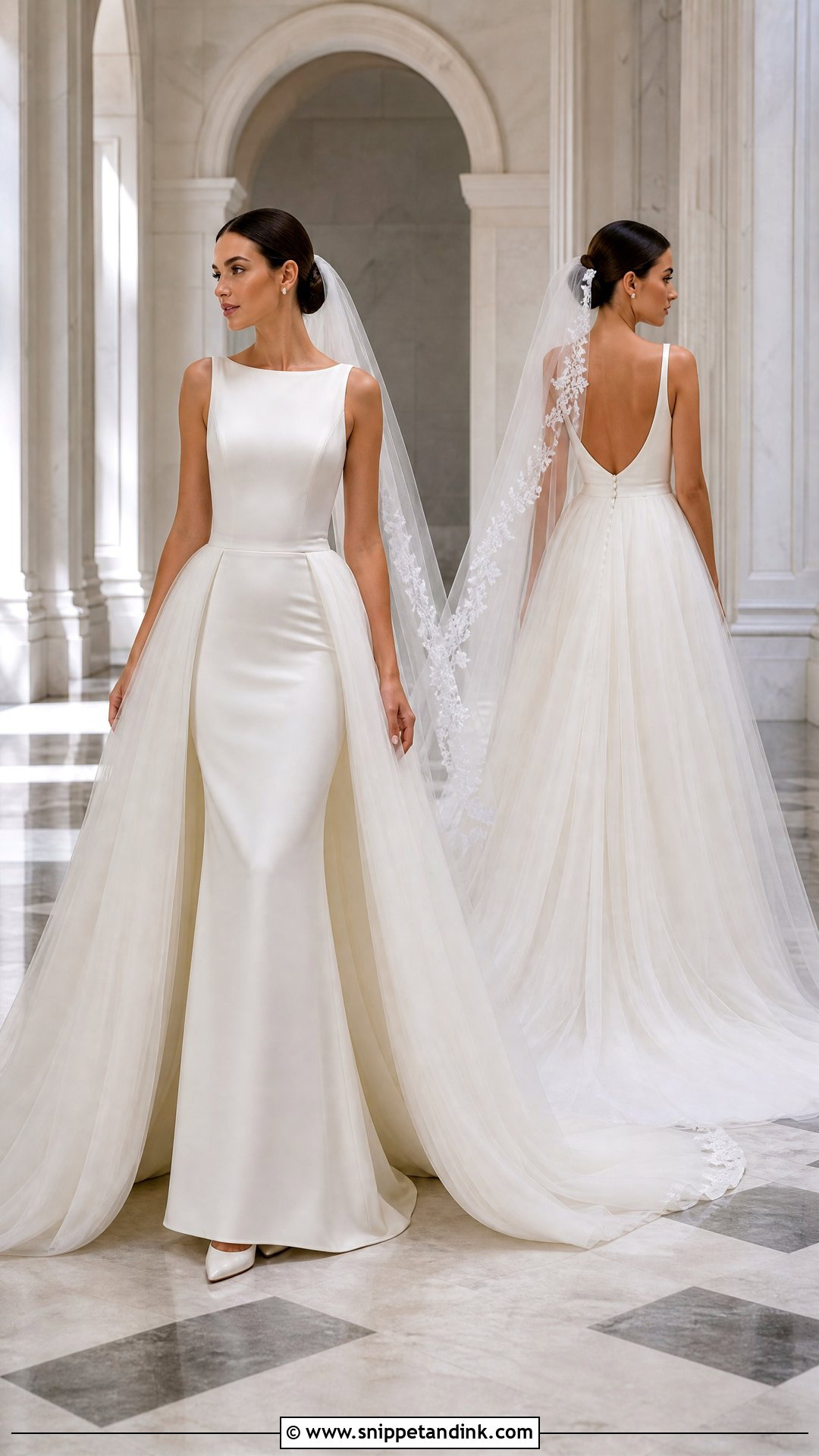 Wedding Dress With Detachable Overskirt And Veil - Snippet and Ink - 20 Top Wedding Dresses
