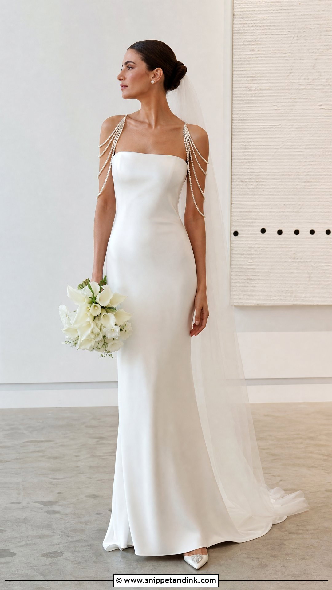 Wedding Dress With Detachable Pearl Cape Sleeves - Snippet and Ink - 20 Two in One Convertible Wedding Dress Ideas