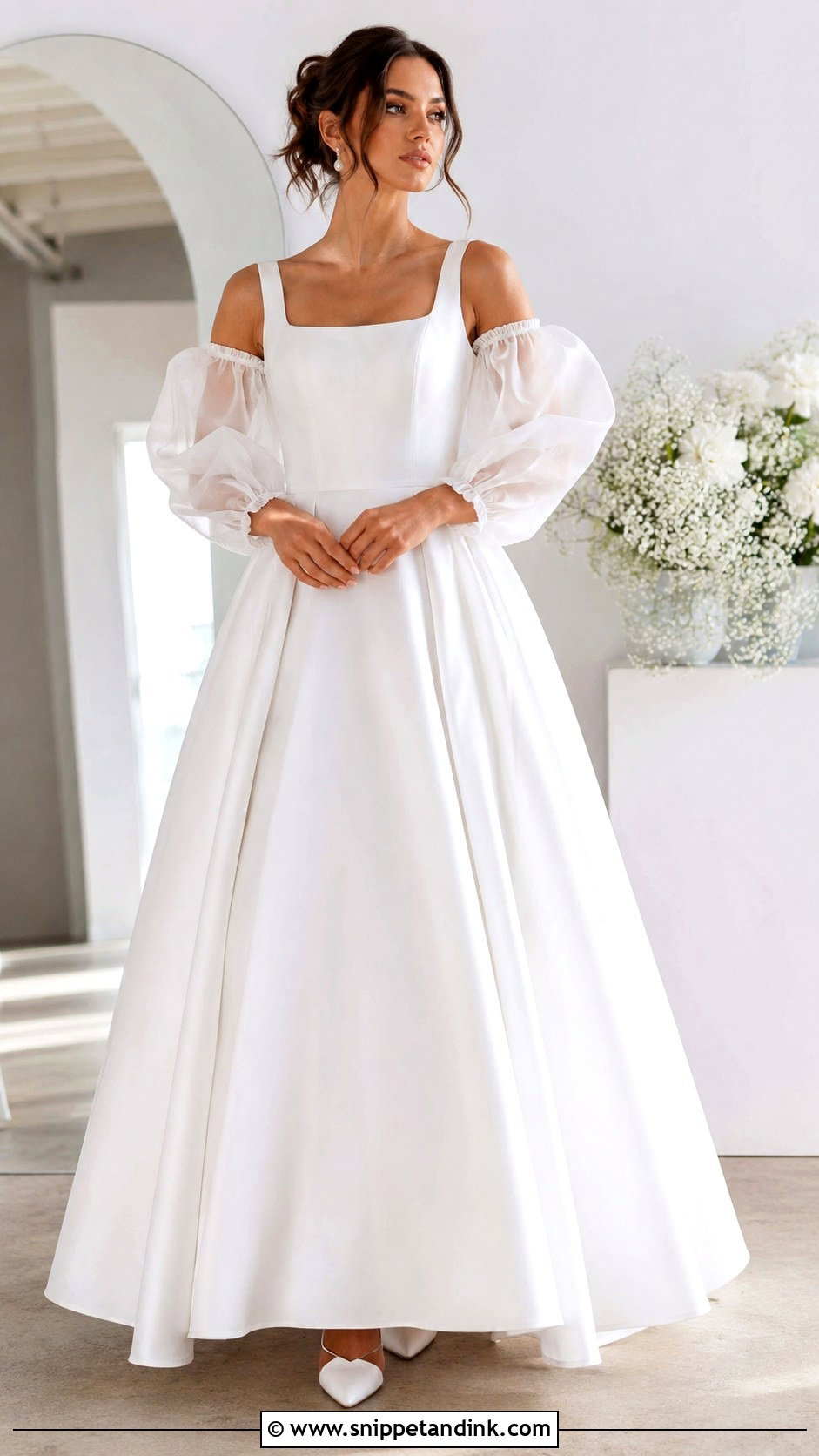 Wedding Dress With Detachable Puff Sleeves - Snippet and Ink - 25 2 in 1 Convertible Wedding Dresses