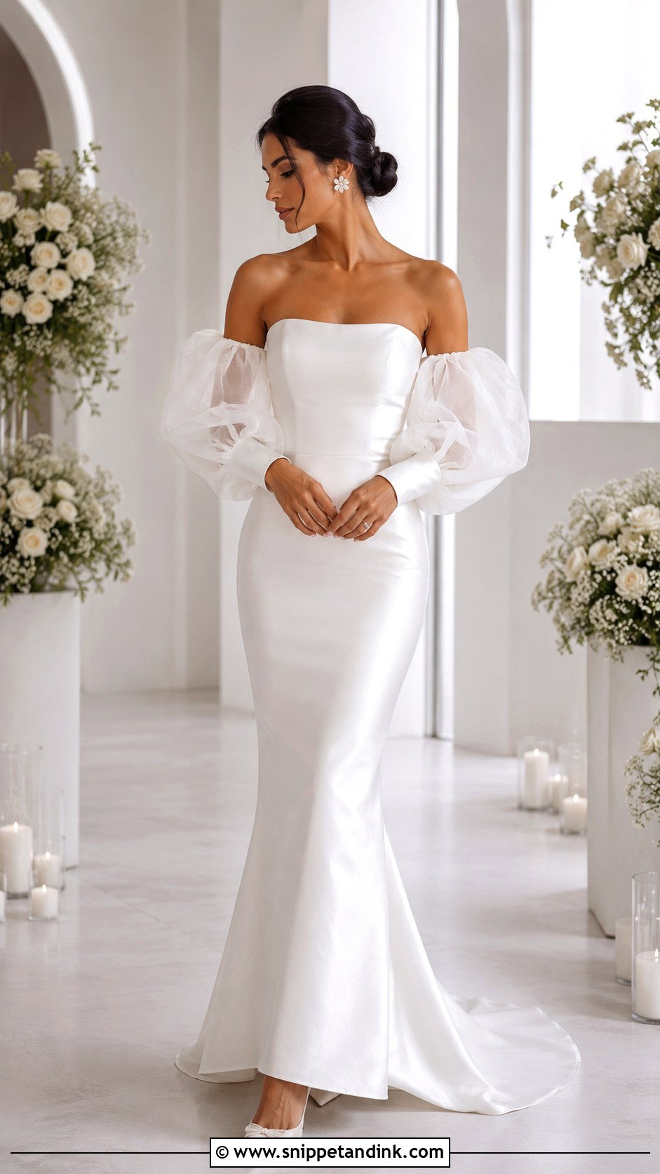 Wedding Dress With Detachable Puff Sleeves - Snippet and Ink - 20 Convertible Wedding Dresses