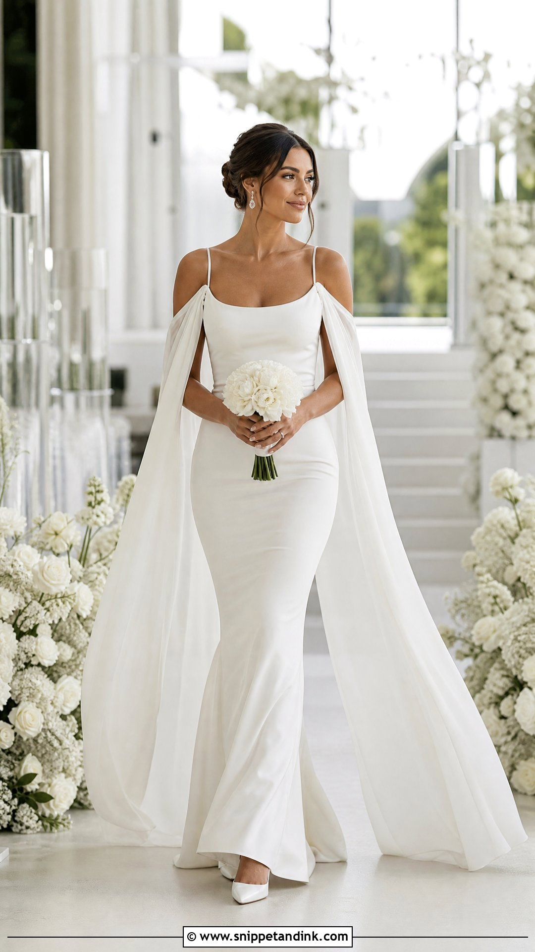 Wedding Dress With Detachable Shoulder Drapes - Snippet and Ink - 20 Wedding Dress Add Ons Ideas