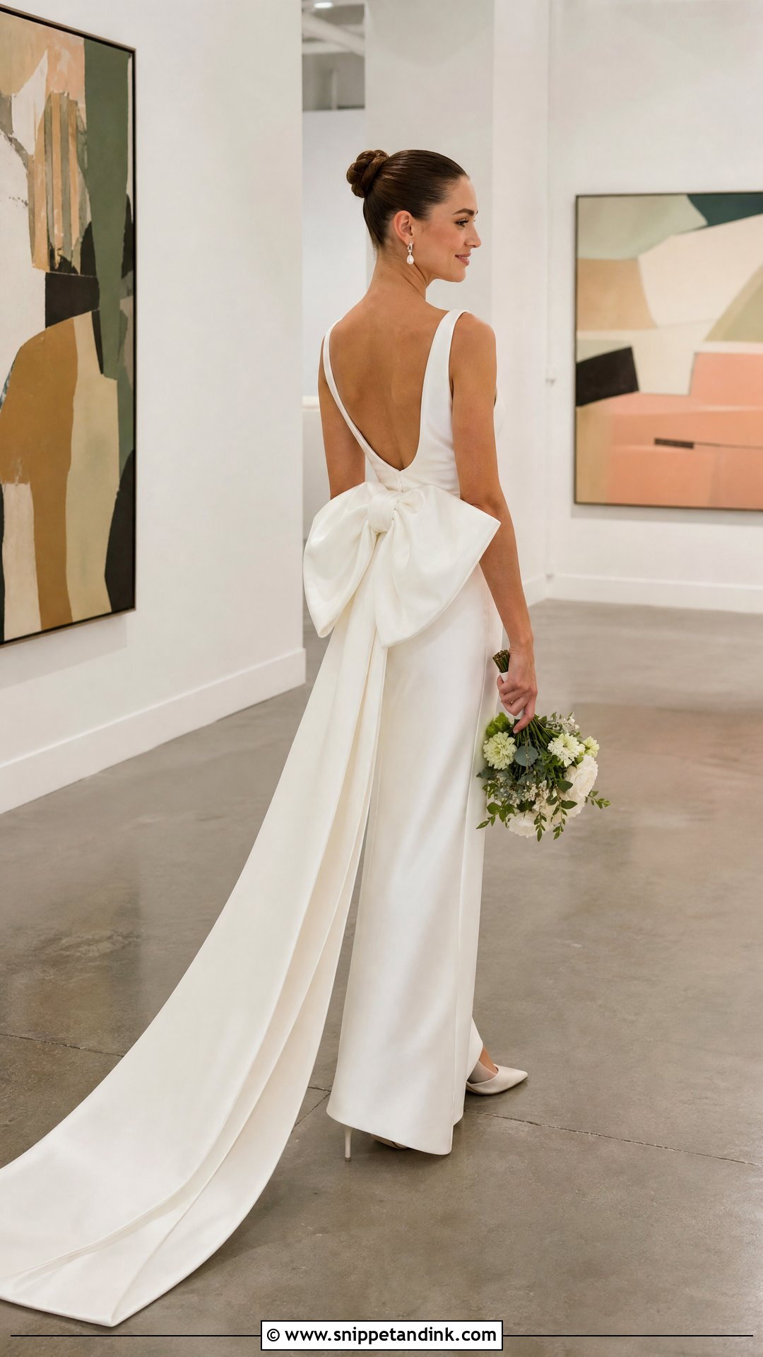 Wedding Dress With Detachable Statement Bow - Snippet and Ink - 20 Wedding Dress Transformation Ideas