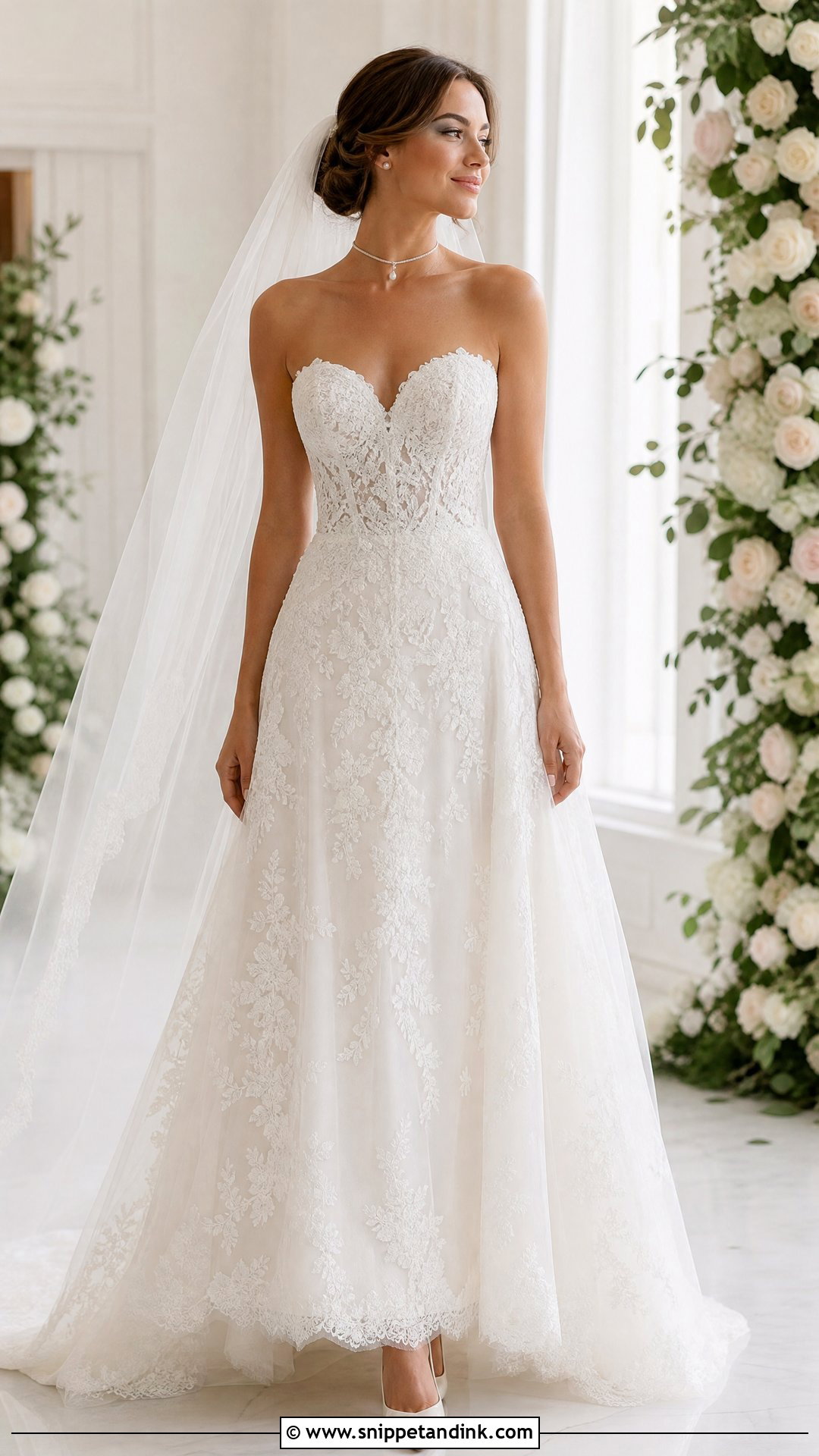 Wedding Dress With Drop Pearl Choker - Snippet and Ink - 20 Wedding Dress with Choker Ideas