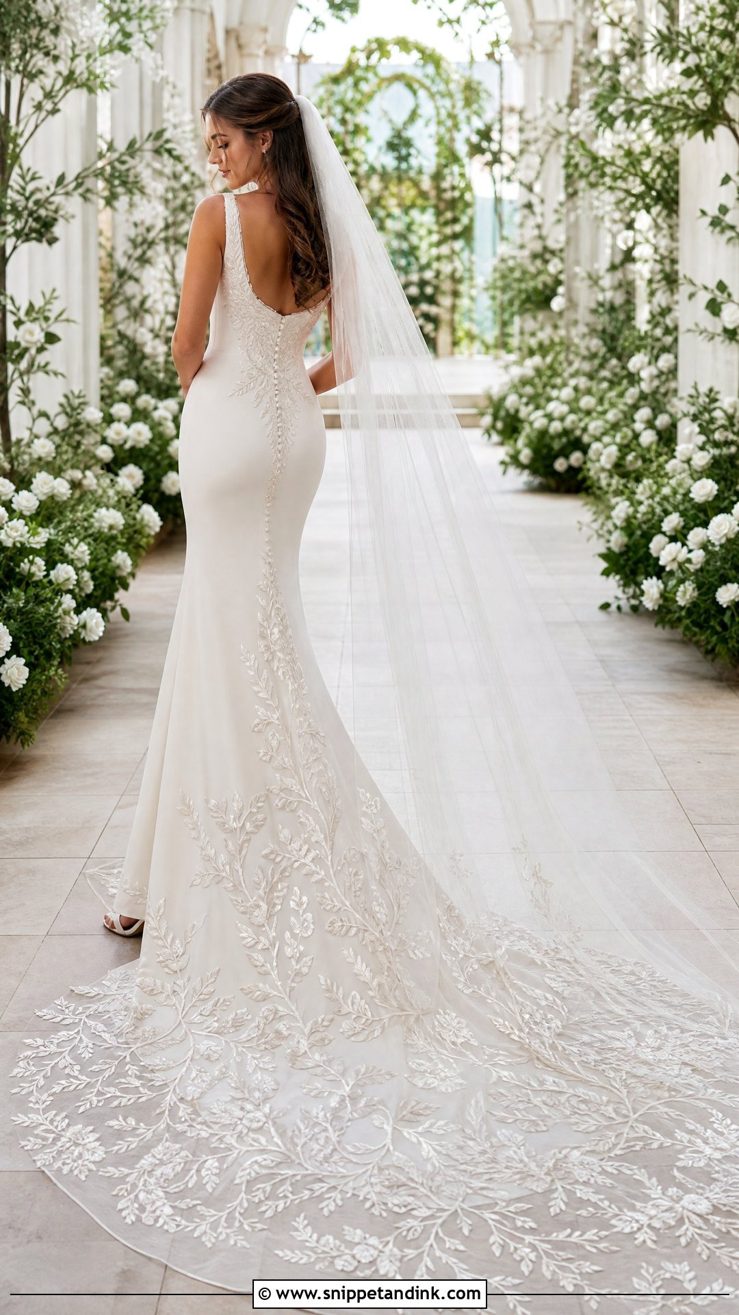 Wedding Dress With Embroidered Floral Train - Snippet and Ink - 20 Wedding Dress with Embroidered Flowers