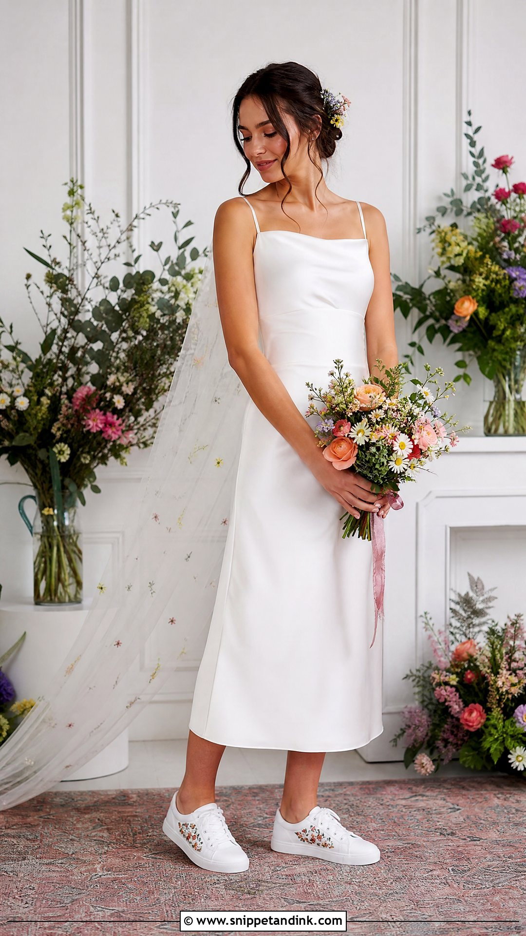 Wedding Dress With Embroidered Sneakers - Snippet and Ink - 25 Wedding Dress with Sneakers Ideas