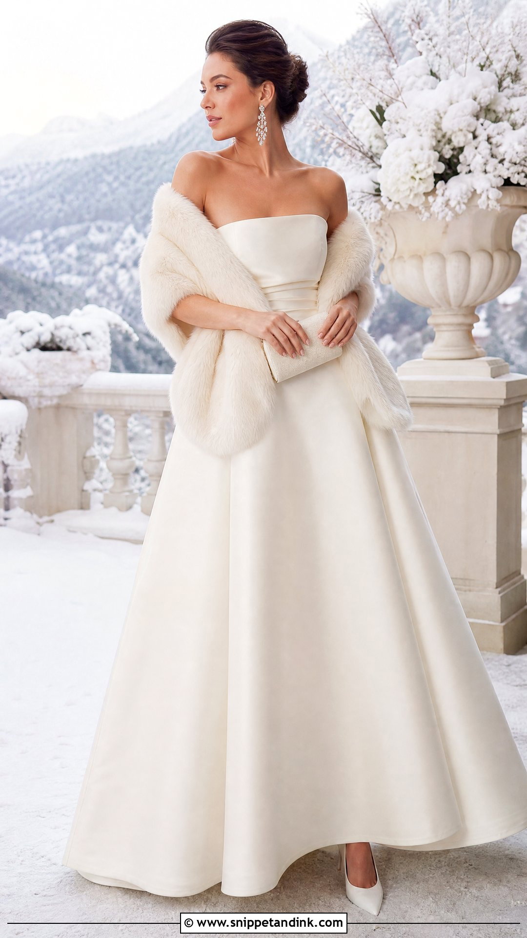 Wedding Dress With Faux Fur Wrap - Snippet and Ink - 20 Winter Wonderland Wedding Dress Ideas