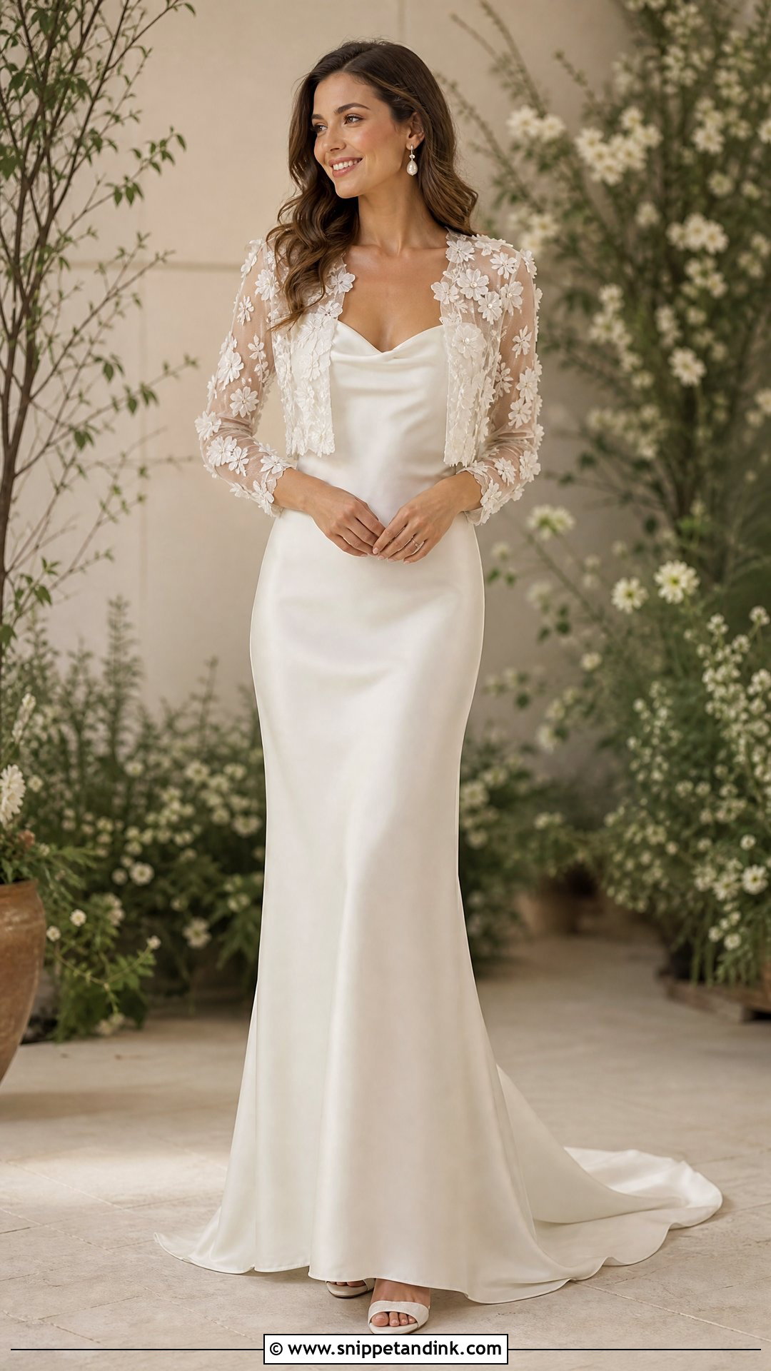 Wedding Dress With Floral Applique Jacket - Snippet and Ink - 25 Wedding Dress Cover Up Ideas