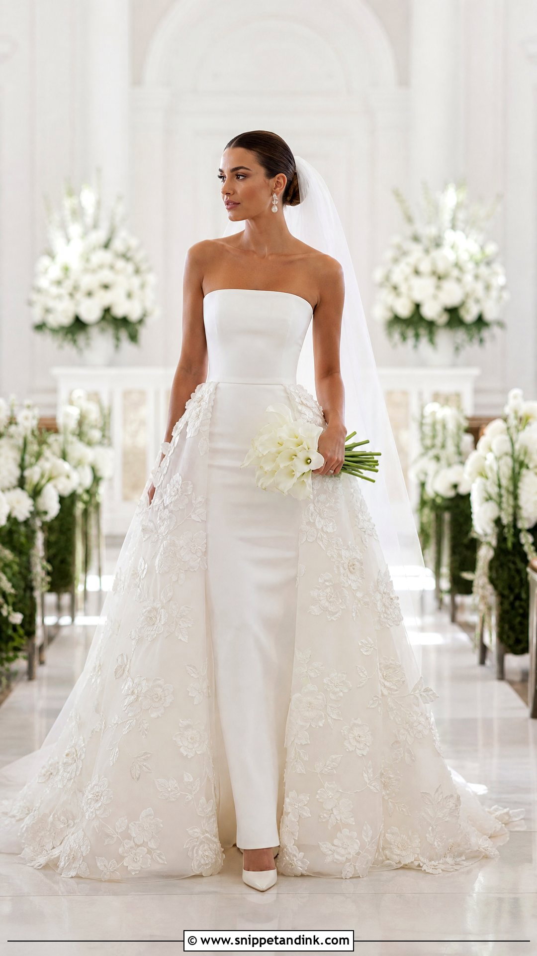 Wedding Dress With Floral Embroidered Overskirt - Snippet and Ink - 20 Wedding Dress with Embroidered Flowers
