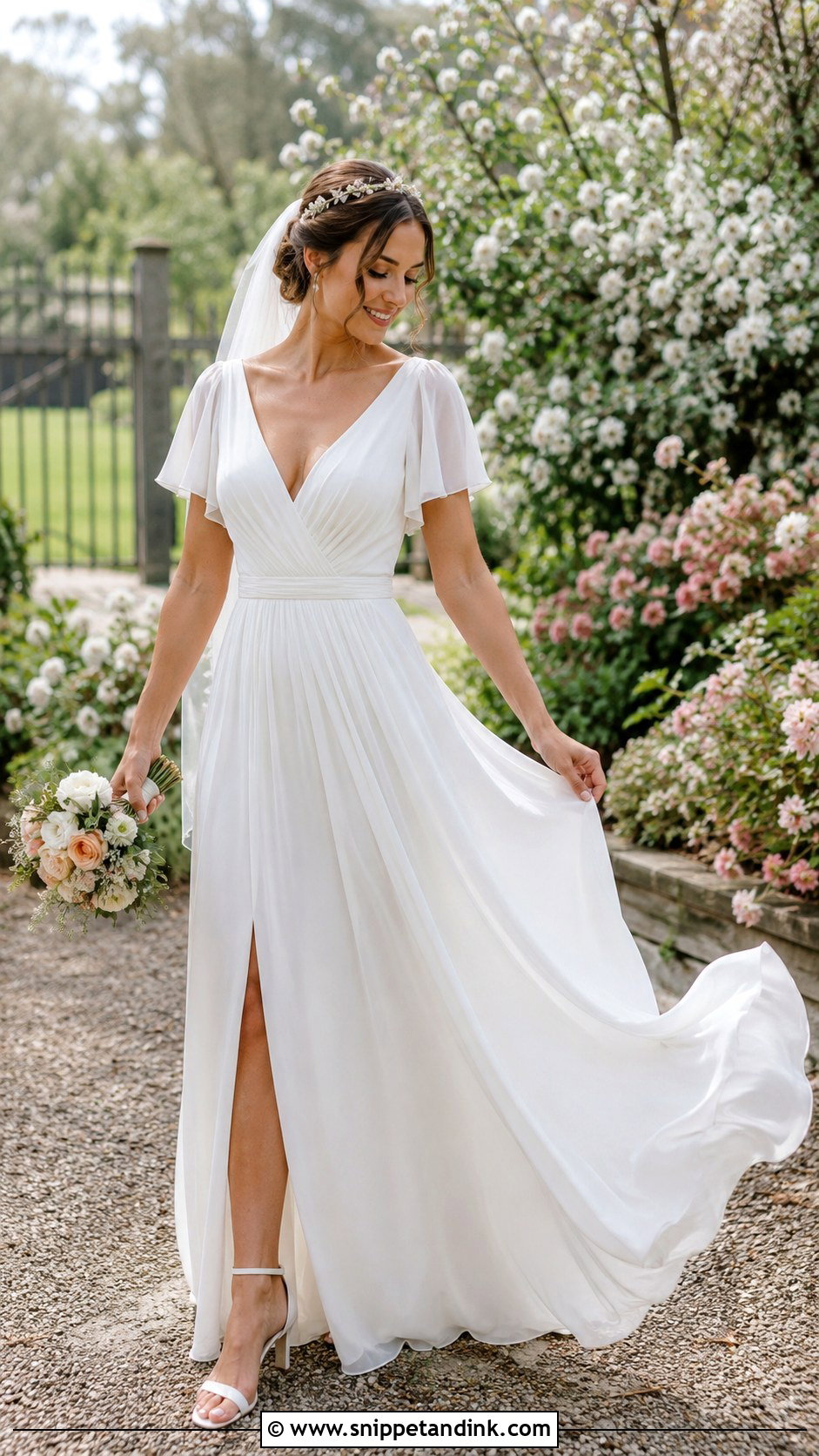 Wedding Dress With Flutter Sleeves - Snippet and Ink - 20 Comfortable Wedding Dress Ideas