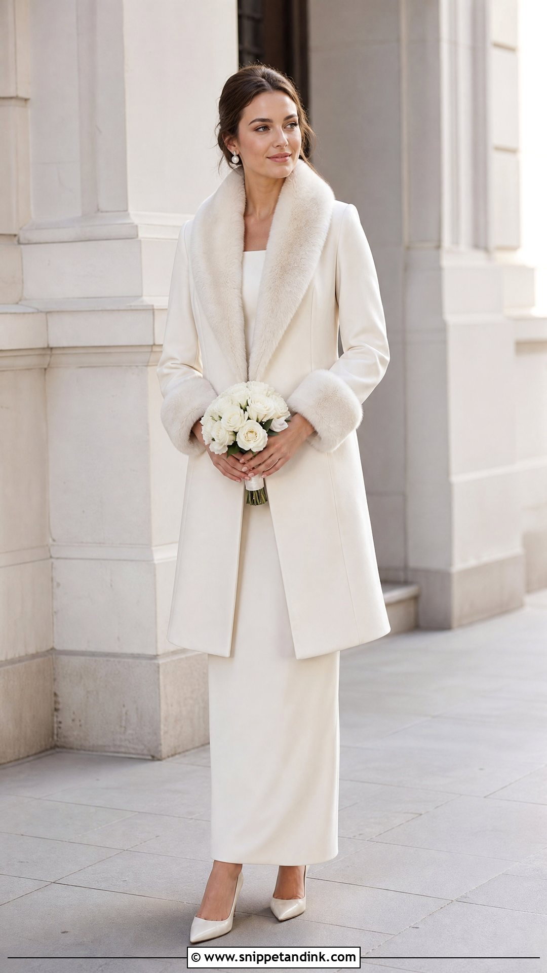 Wedding Dress With Fur Trimmed Bridal Coat - Snippet and Ink - 25 Winter Wedding Dress Fur Ideas