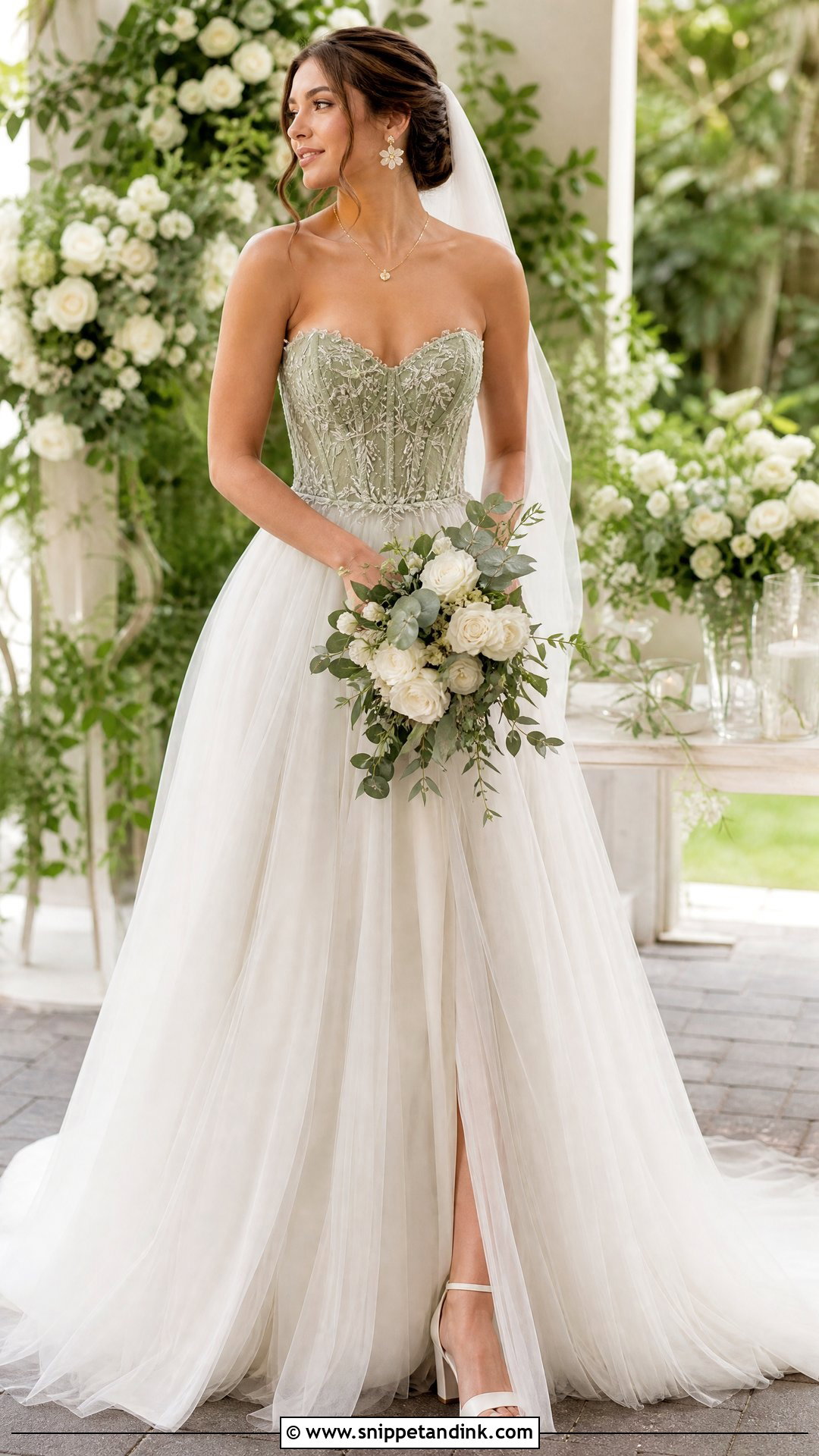 Wedding Dress With Green Corset Bodice - Snippet and Ink - 20 Wedding Dress with Green Accents Ideas