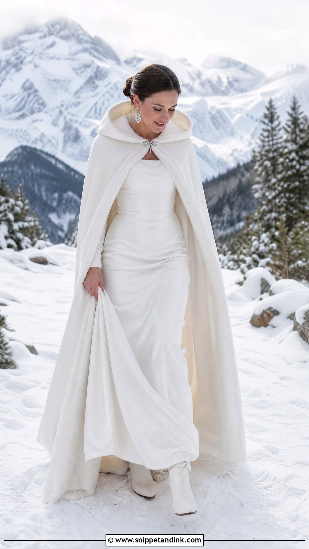 Wedding Dress With Hooded Cape - Snippet and Ink - 20 Winter Wonderland Wedding Dress Ideas