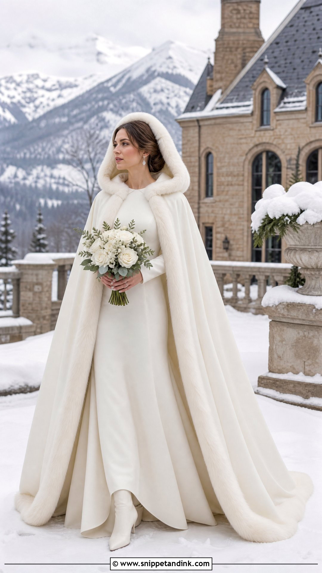Wedding Dress With Hooded Fur Cape - Snippet and Ink - 25 Winter Wedding Dress Fur Ideas