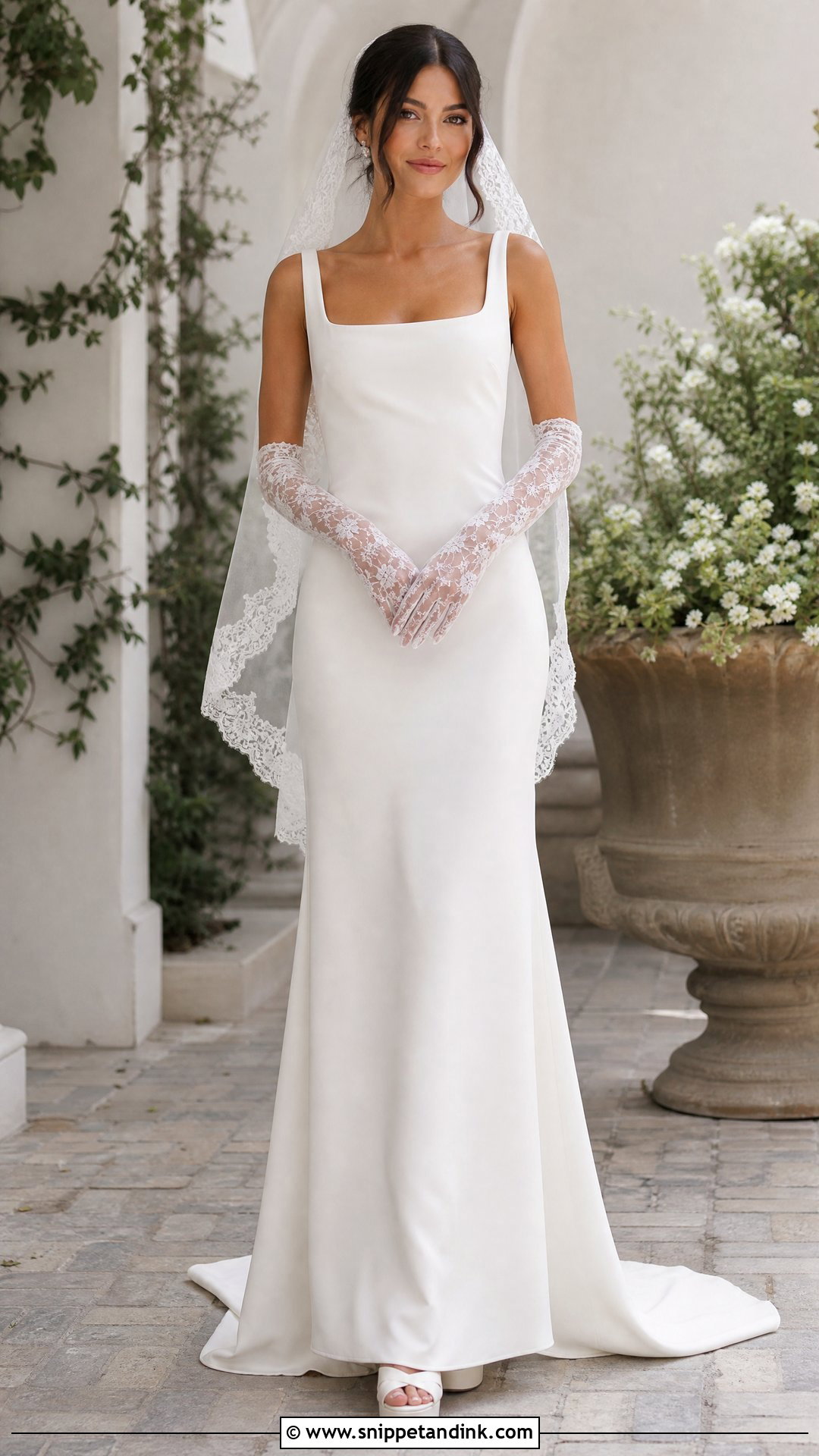 Wedding Dress With Lace Gloves - Snippet and Ink - 20 Nicola Peltz Wedding Dress Ideas