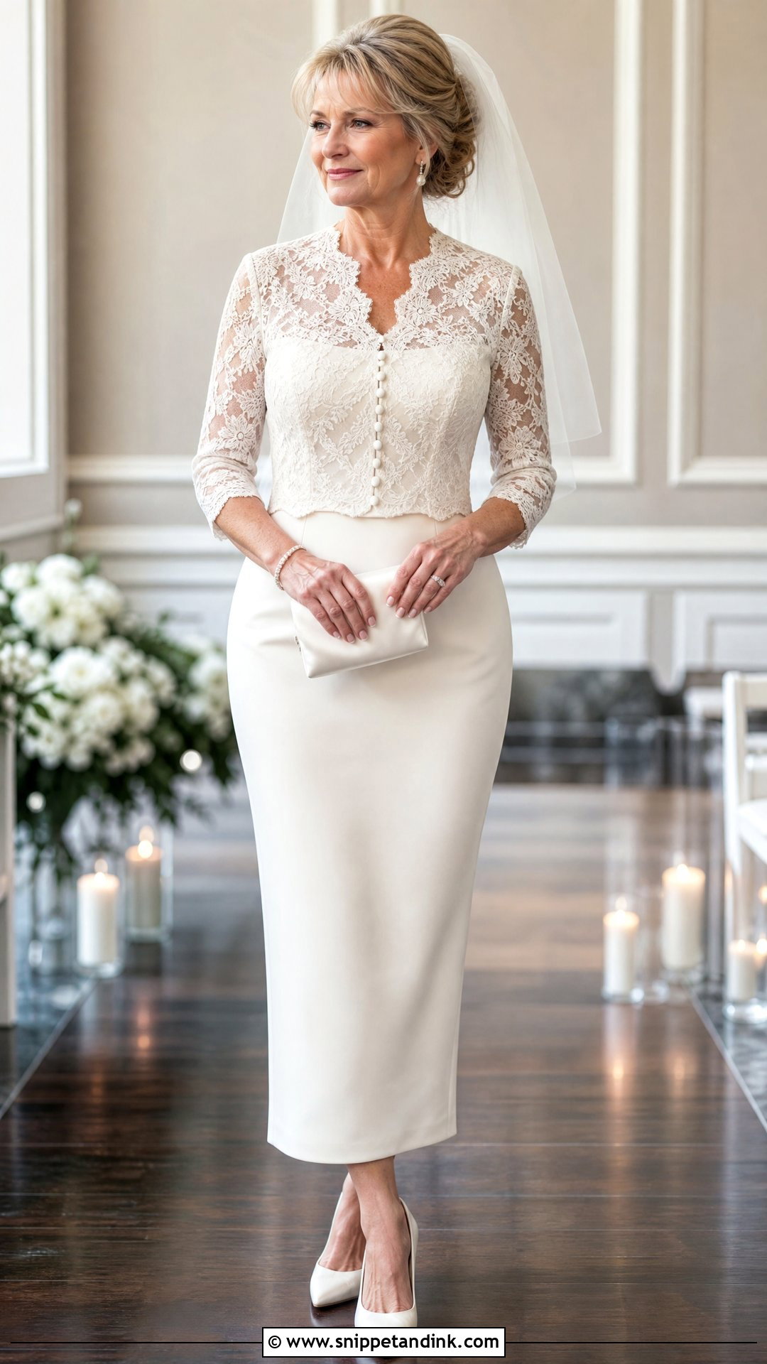 Wedding Dress With Matching Lace Jacket - Snippet and Ink - 20 Wedding Dresses for 50 Year Olds Brides