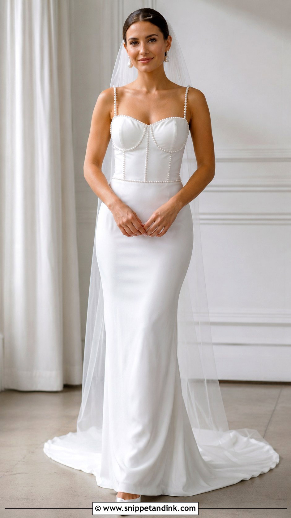 Wedding Dress With Pearl Details - Snippet and Ink - 25 Hourglass Wedding Dress Ideas