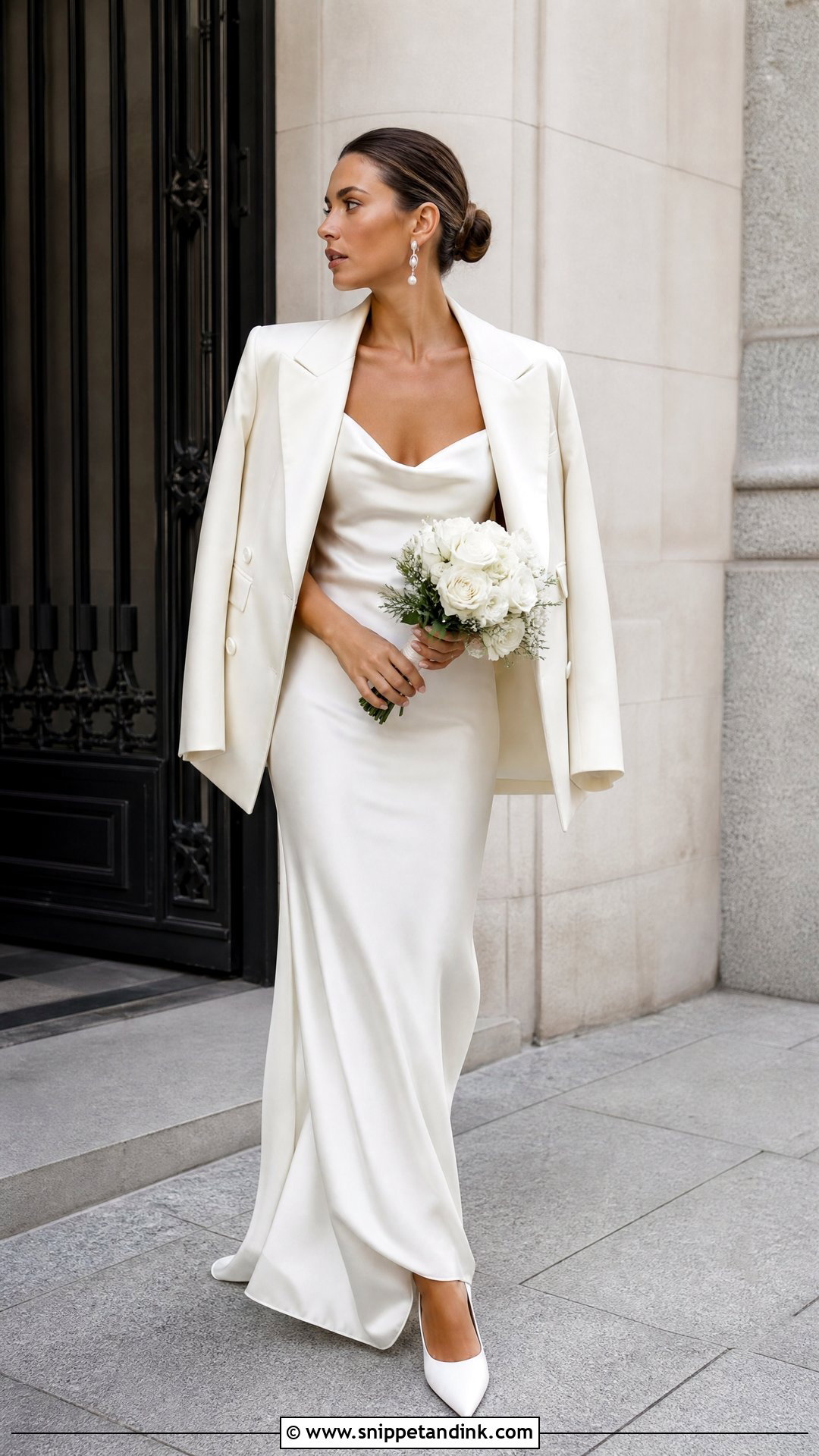 Wedding Dress With Satin Blazer - Snippet and Ink - 25 Wedding Dress Cover Up Ideas