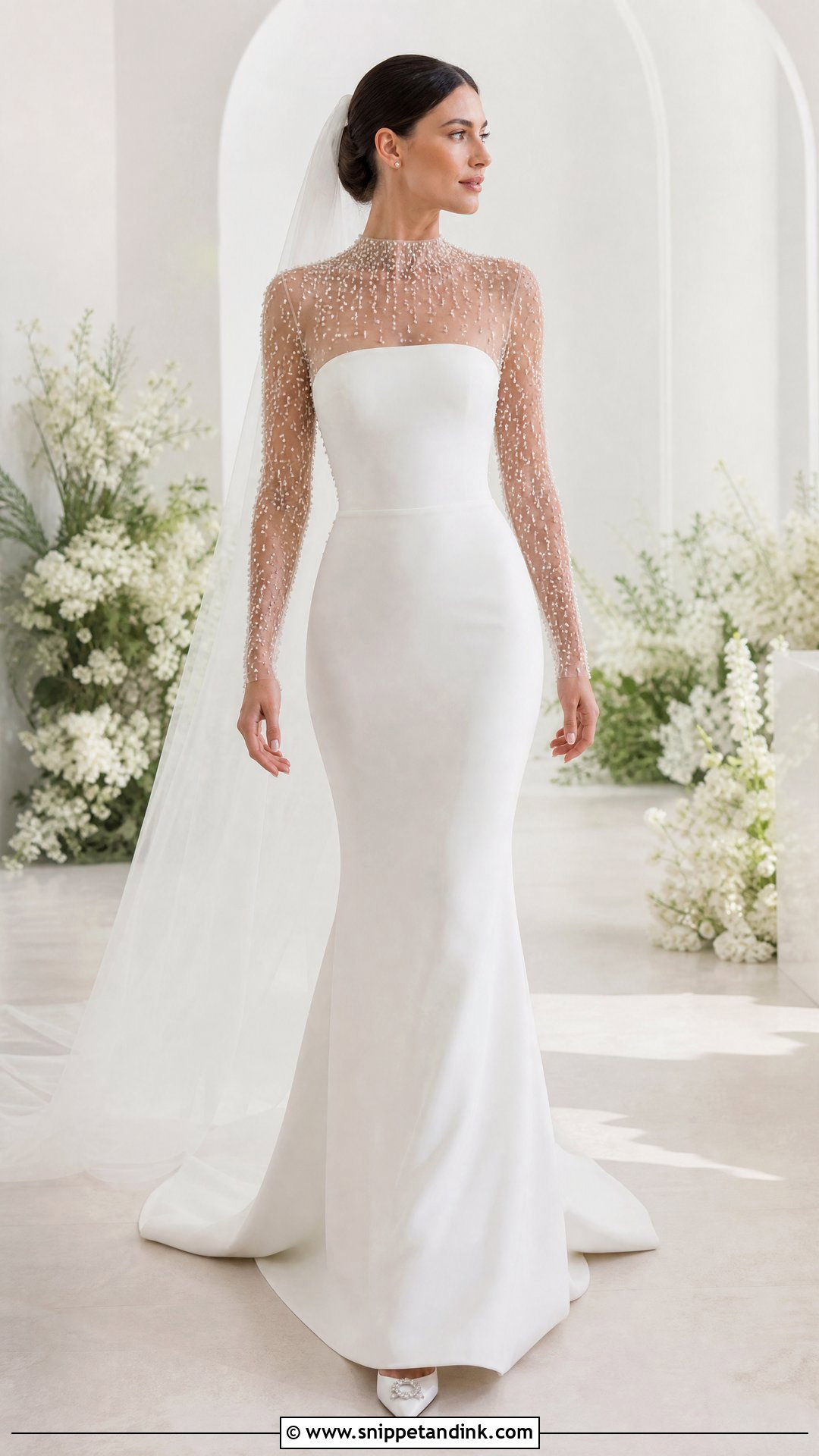 Wedding Dress With Sheer Bridal Topper - Snippet and Ink - 20 Wedding Dress Add Ons Ideas