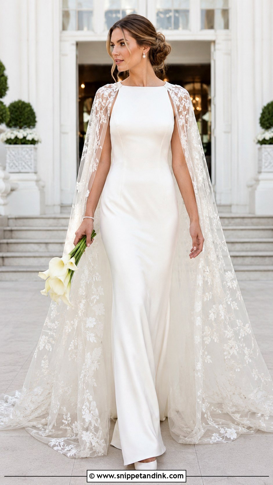 Wedding Dress With Sheer Cape - Snippet and Ink - 20 Fairytail Wedding Dresses