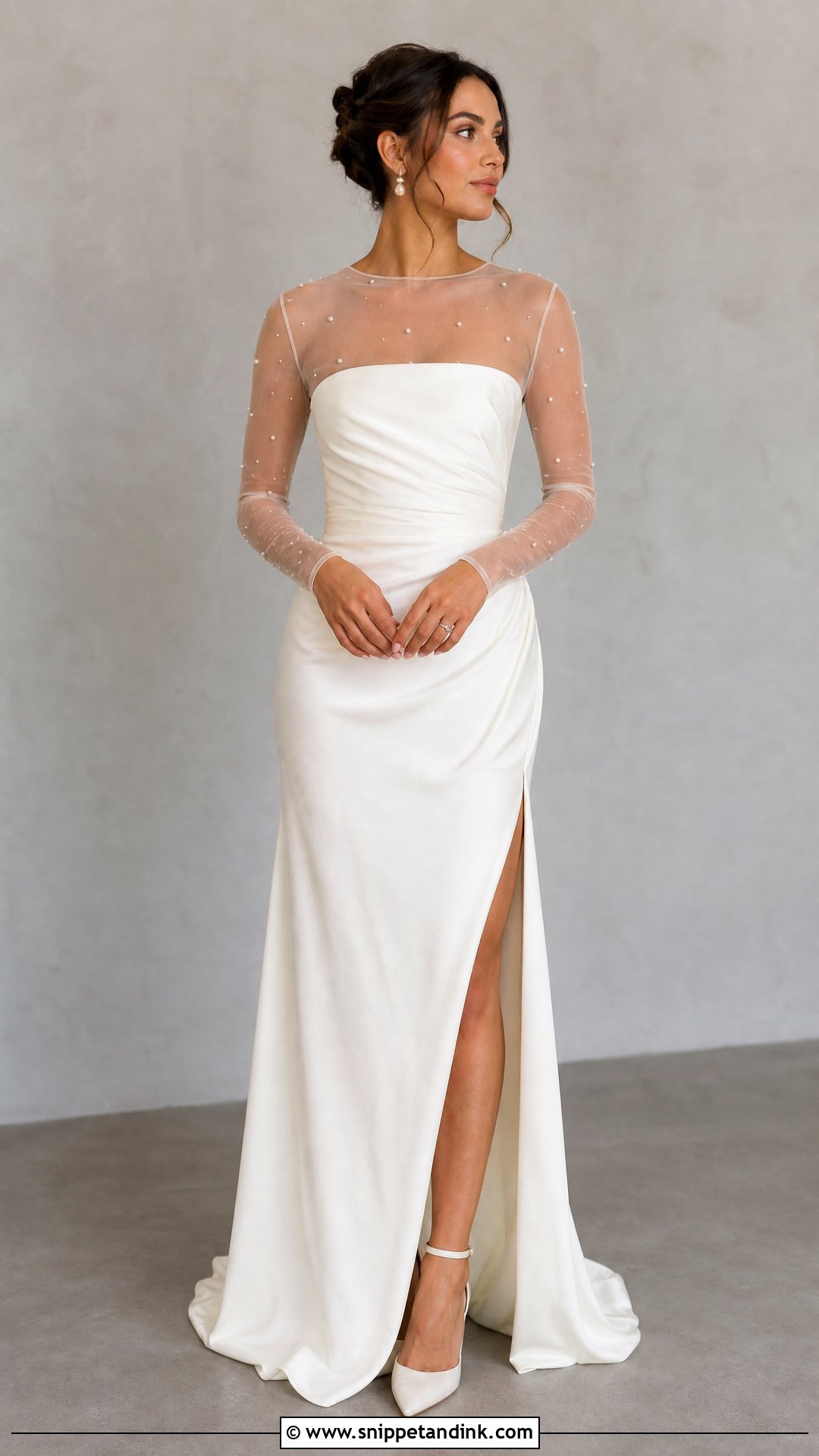 Wedding Dress With Sheer Long Sleeve Topper - Snippet and Ink - 25 Wedding Dress Cover Up Ideas
