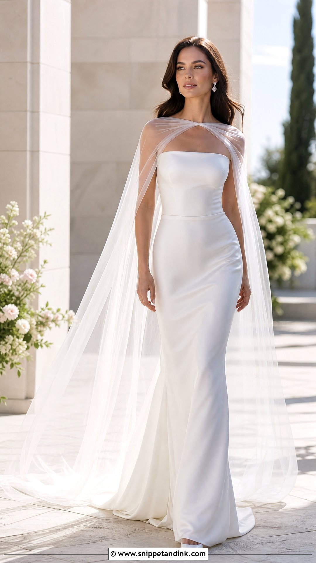 Wedding Dress With Sheer Tulle Cape - Snippet and Ink - 25 Wedding Dress Cover Up Ideas