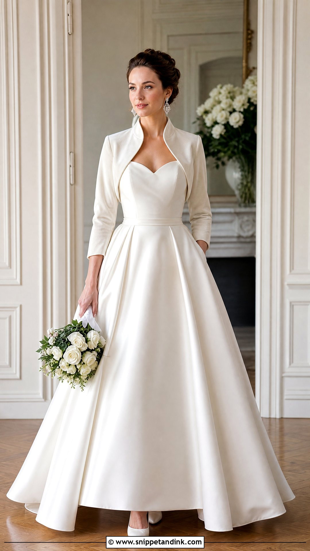Wedding Dress With Velvet Bolero - Snippet and Ink - 25 Wedding Dress Cover Up Ideas
