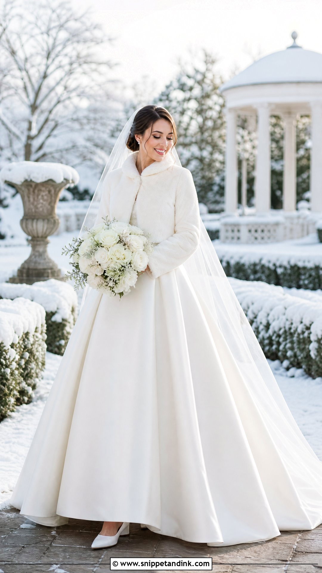 Wedding Dress with Faux Fur Jacket - Snippet and Ink - 20 Wedding Dress with Jacket Outfit Ideas