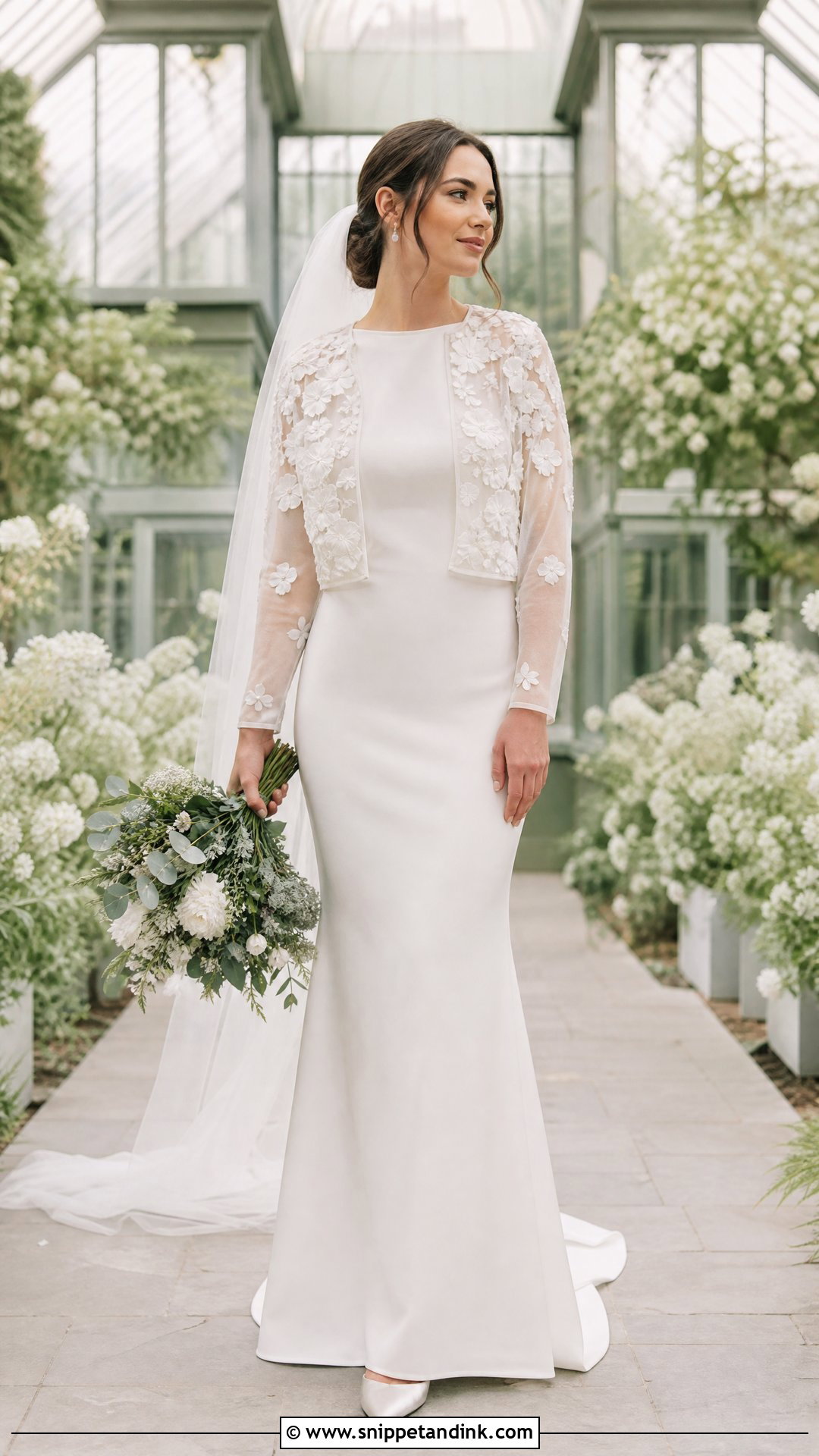 Wedding Dress with Floral Applique Jacket - Snippet and Ink - 20 Wedding Dress with Jacket Outfit Ideas
