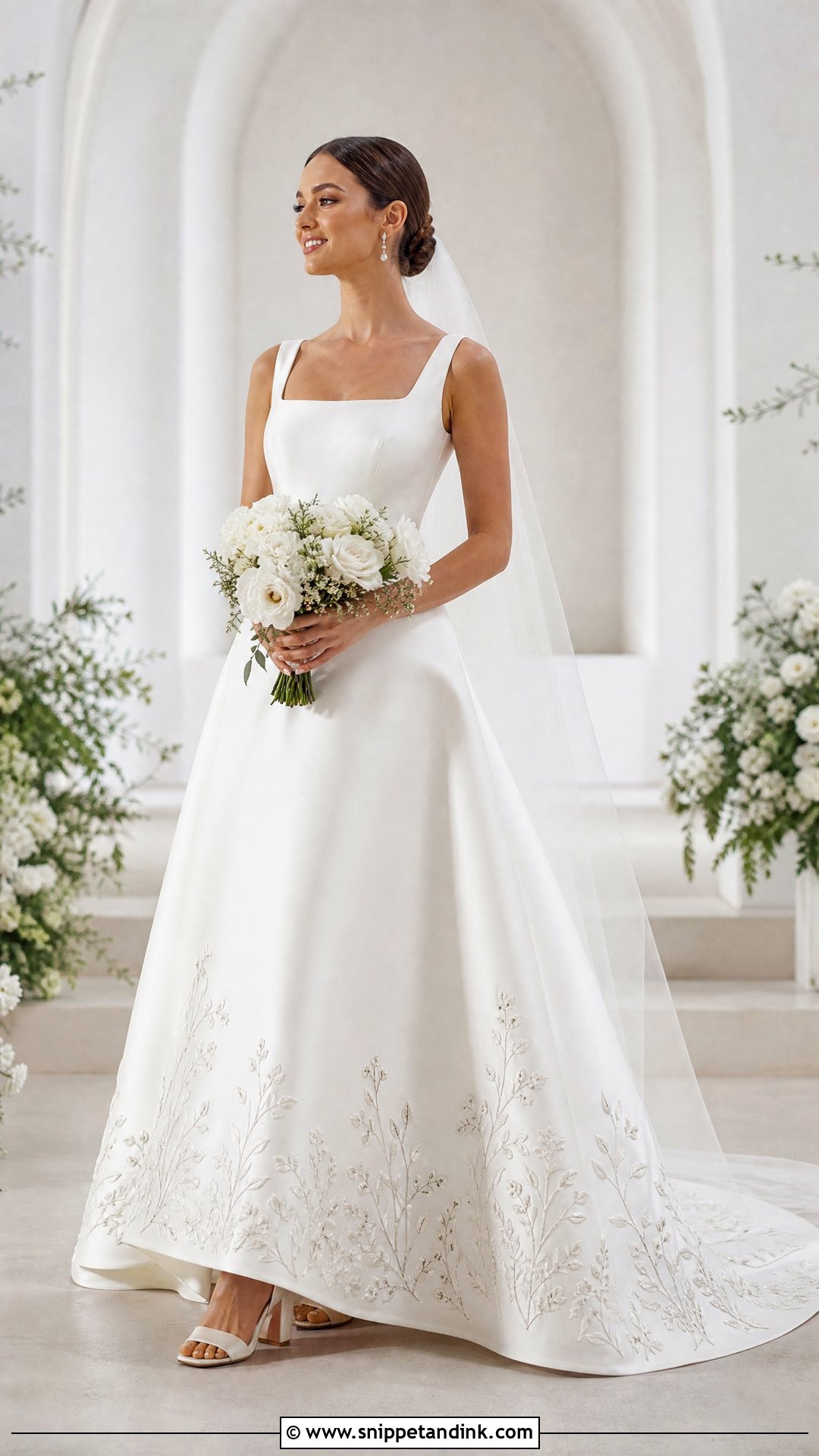 Wedding Dress with Flower Embroidered Hem - Snippet and Ink - 20 Wedding Dress with Flower Embroidery Ideas