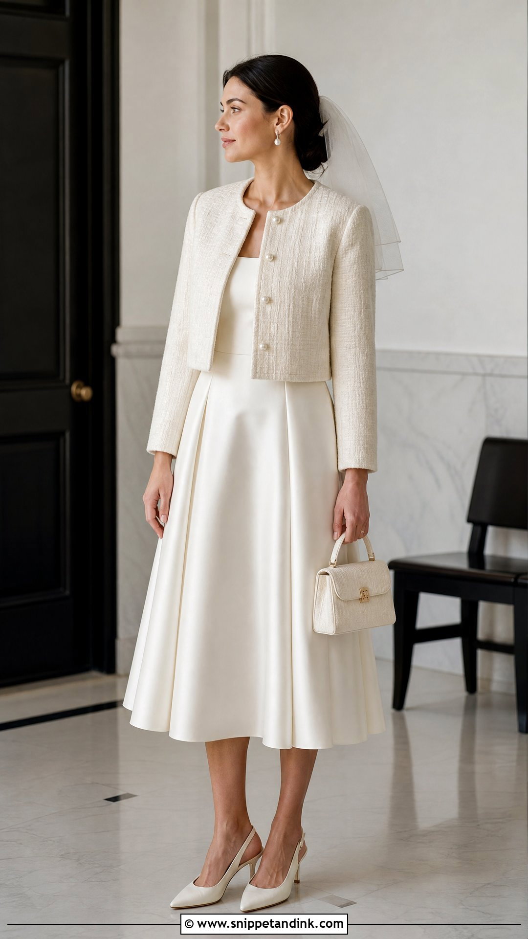 Wedding Dress with Ivory Tweed Jacket - Snippet and Ink - 20 Wedding Dress with Jacket Outfit Ideas