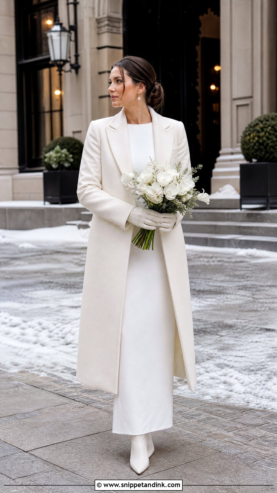 Wedding Dress with Long Wool Jacket - Snippet and Ink - 20 Wedding Dress with Jacket Outfit Ideas