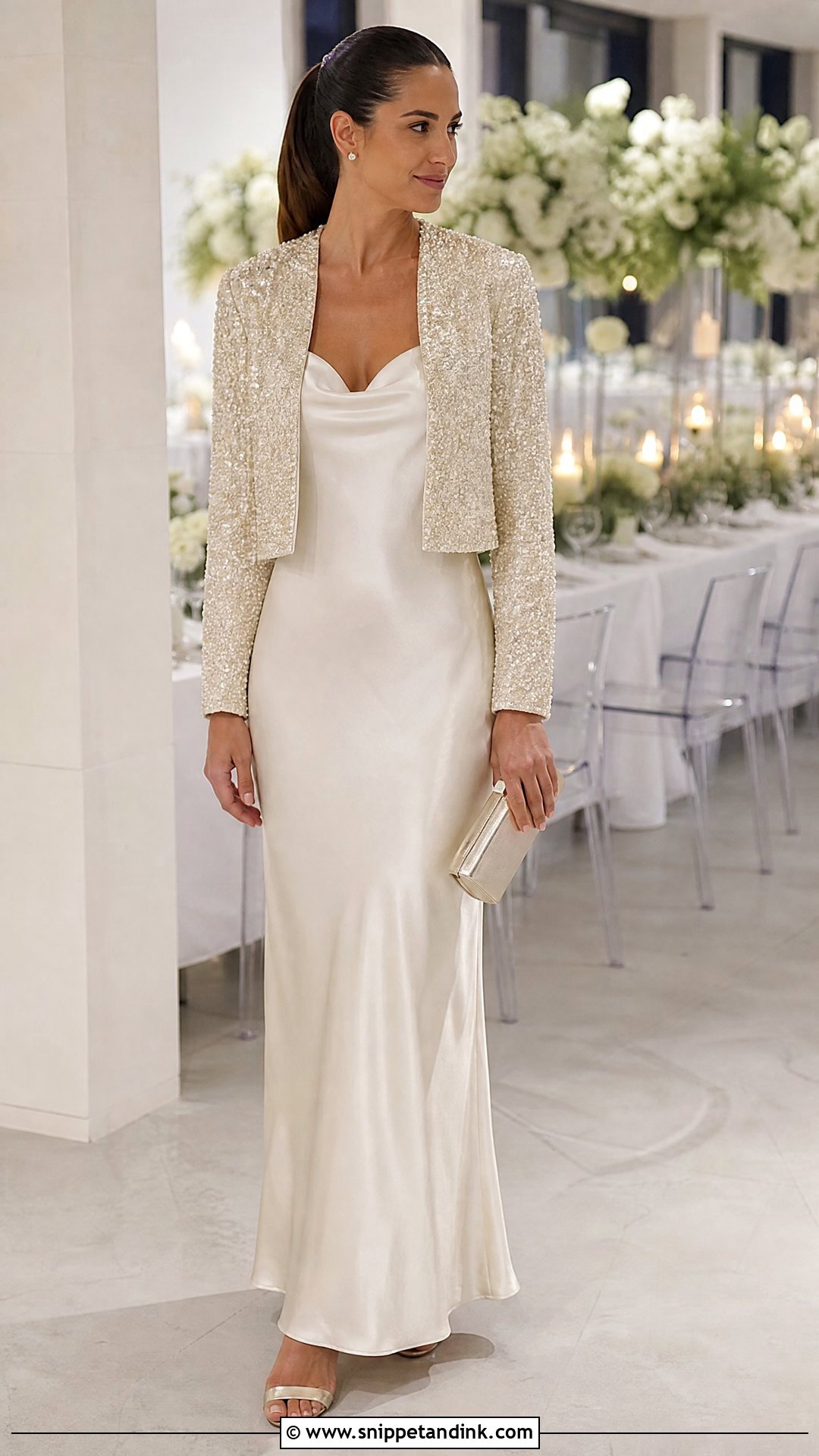 Wedding Dress with Sequin Jacket - Snippet and Ink - 20 Wedding Dress with Jacket Outfit Ideas