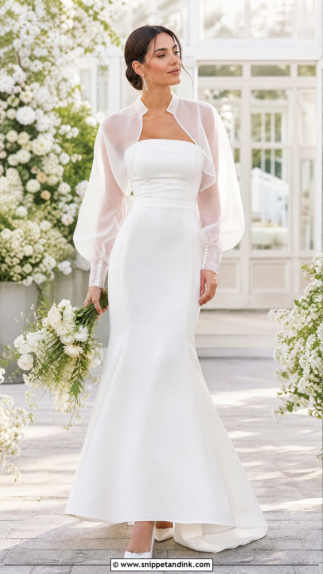 Wedding Dress with Sheer Organza Jacket - Snippet and Ink - 20 Wedding Dress with Jacket Outfit Ideas