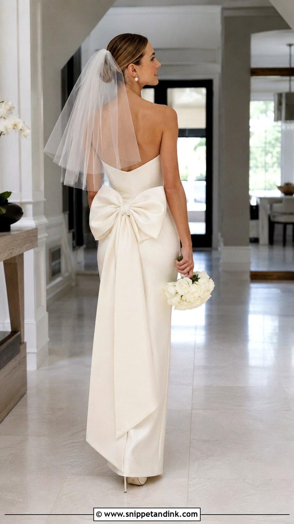 Wedding Gown With Back Bow - Snippet and Ink - 20 Modern Minimalist Wedding Gown Ideas